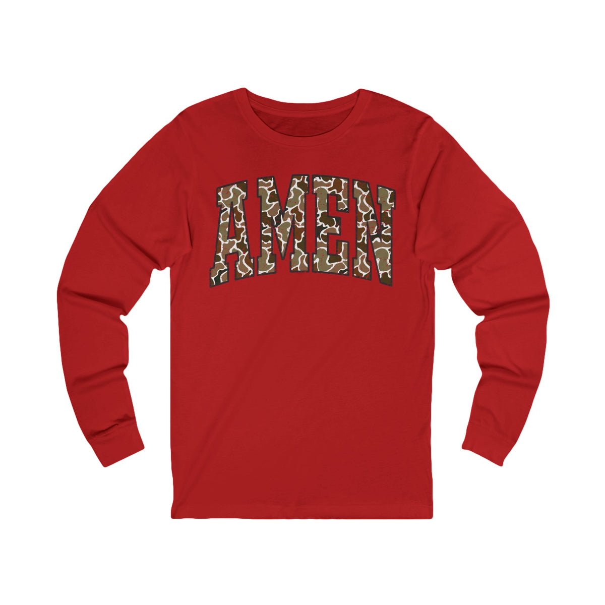 Camo AMEN Long Sleeve Tee — Christian Faith Graphic Shirt