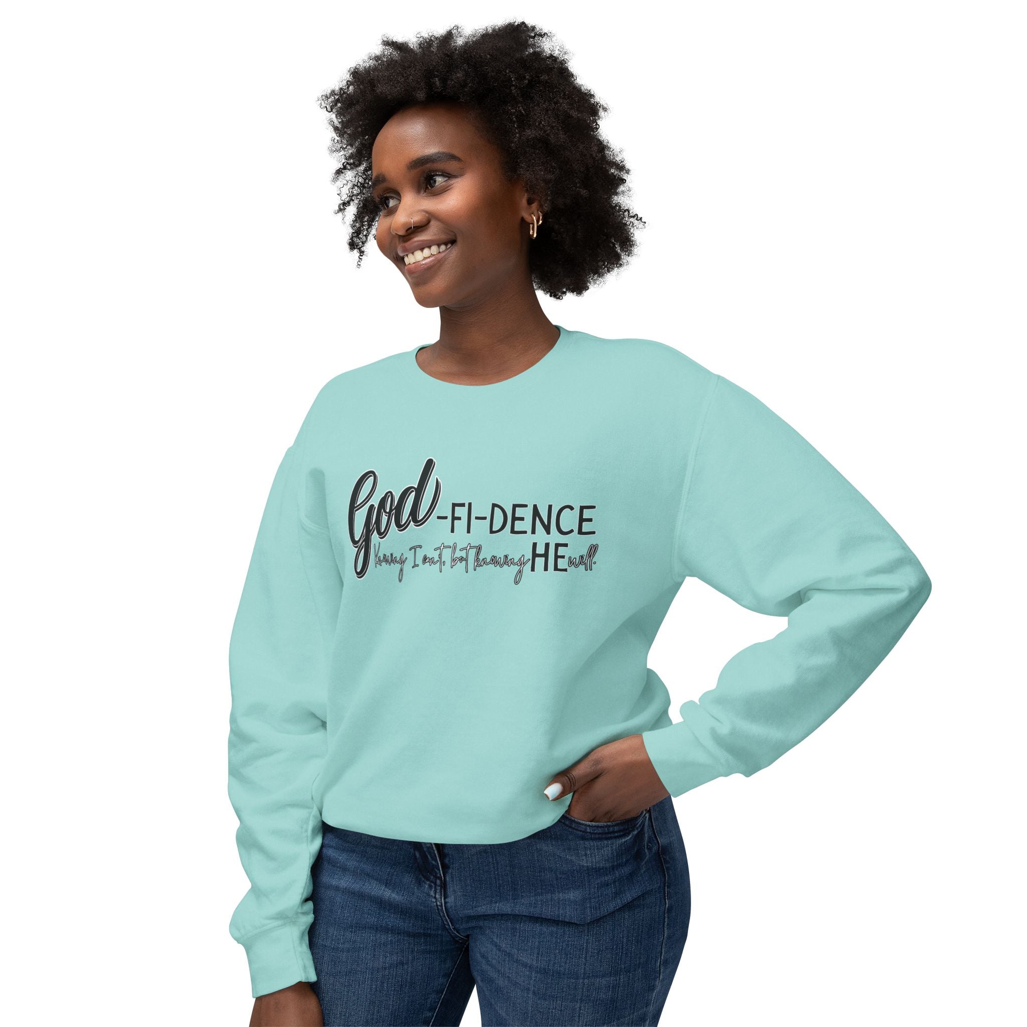 GOD-fi-dence Comfort Crewneck Sweatshirt - Godfidence Quote, Inspirational Gift, Cozy Apparel, Casual Wear, Unisex Style