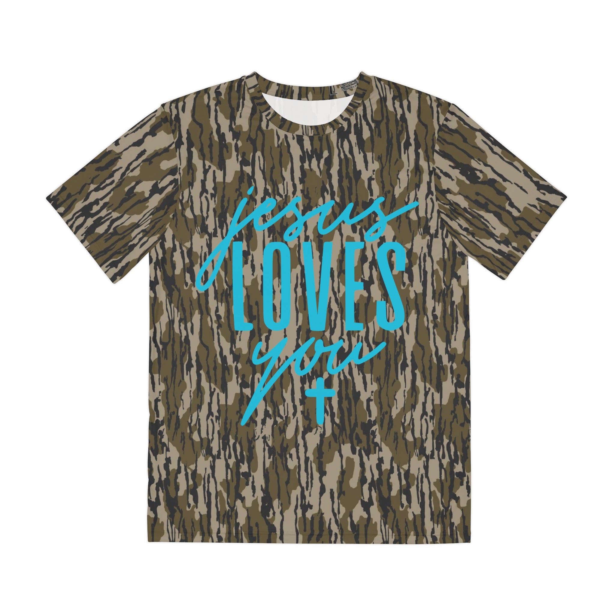 (Blue) Jesus Loves You Camo Tee — Christian Camouflage Shirt