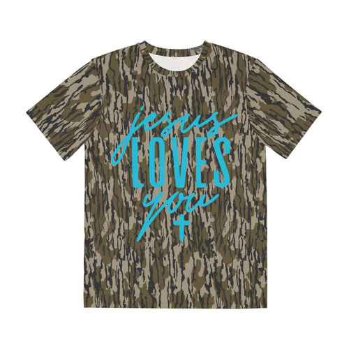 (Blue) Jesus Loves You Camo Tee — Christian Camouflage Shirt