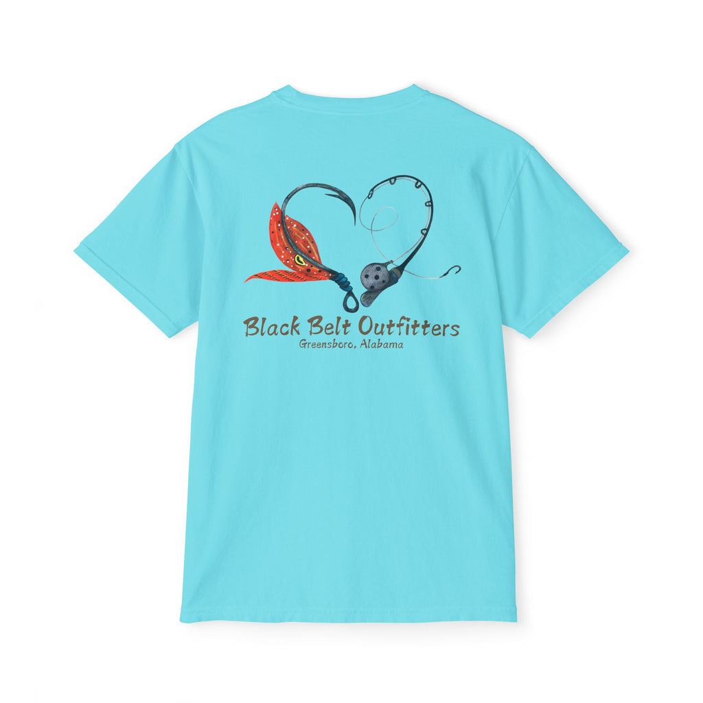 Black belt outfitters Fishing Poles Heart Unisex Garment-Dyed Pocket T-Shirt