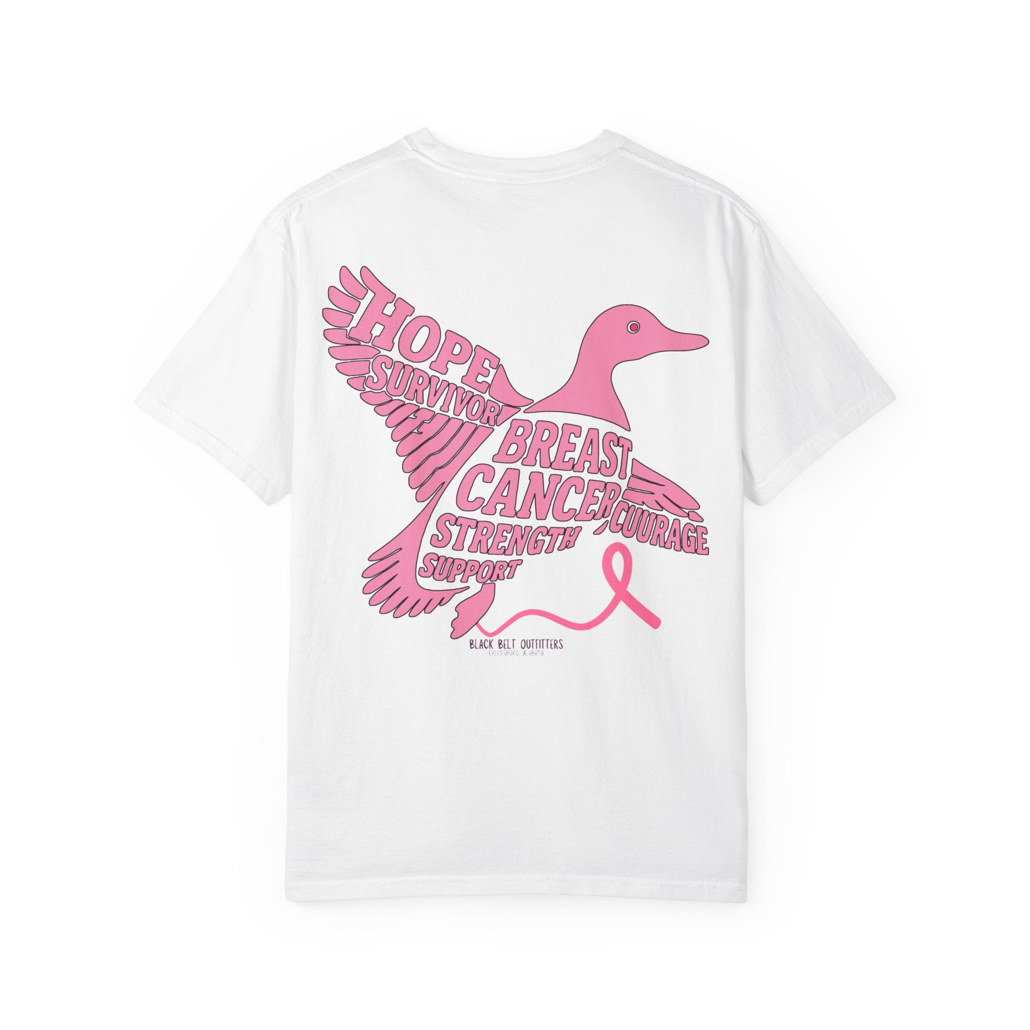 Breast Cancer Awareness Flying Duck T-Shirt, Unisex Tee for October Events, Gift for Fighters, Pink Ribbon Shirt, Supportive Apparel, Charity Fundraiser