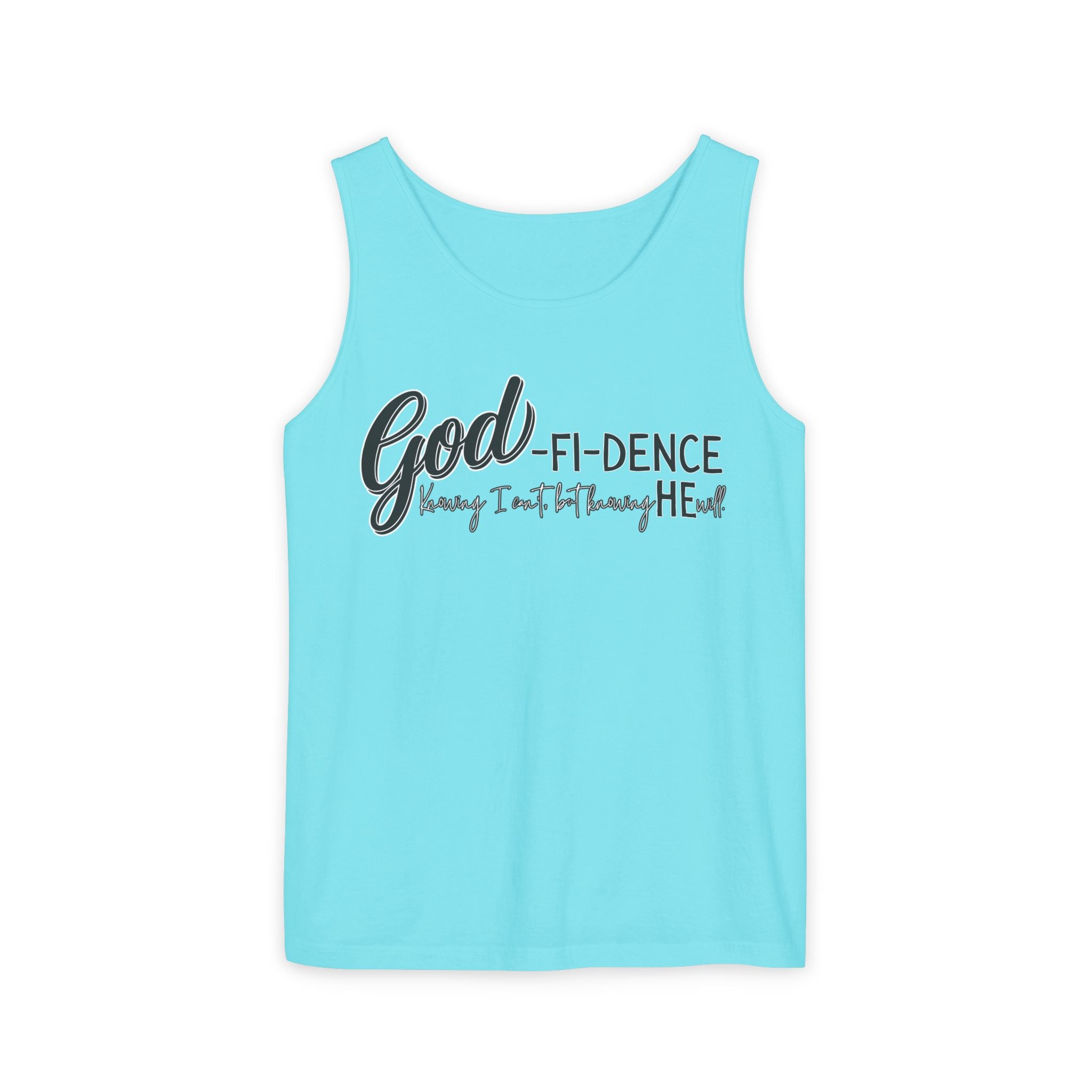 God-Fi-dence Garment-Dyed Tank Top | Faith-Inspired Summer Apparel, Christian Gifts, Casual Wear, Workout Tank, Inspirational Quotes