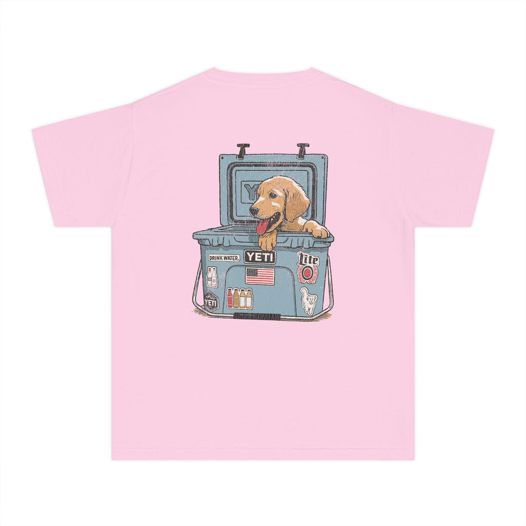 Hunting Puppy in Yeti Youth Midweight Tee - Fun Farm-Themed Shirt