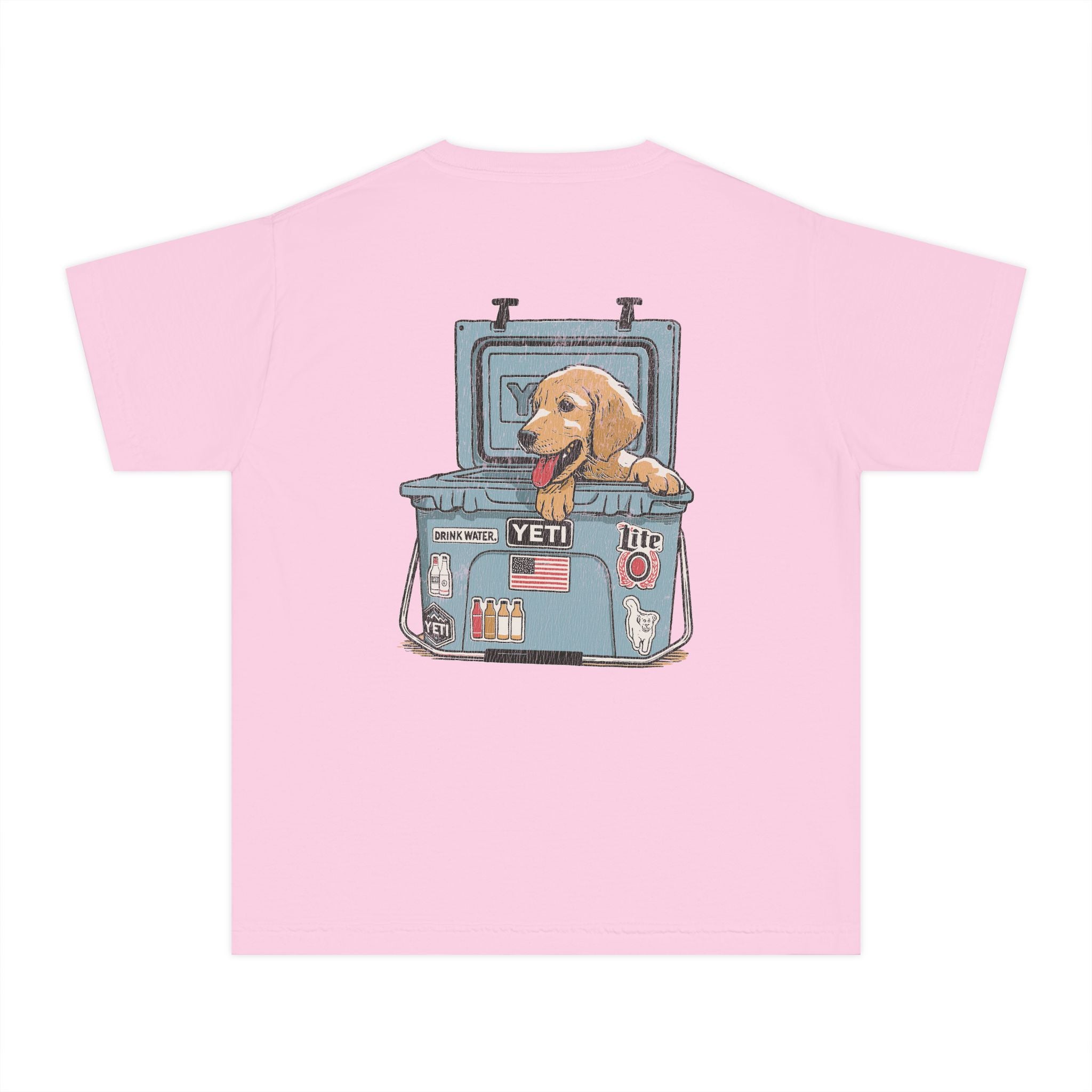 Hunting Puppy in Yeti Youth Midweight Tee - Fun Farm-Themed Shirt