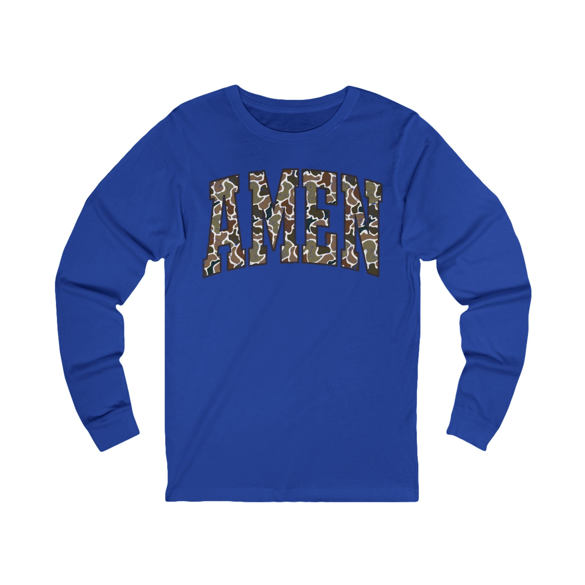 Camo AMEN Long Sleeve Tee — Christian Faith Graphic Shirt