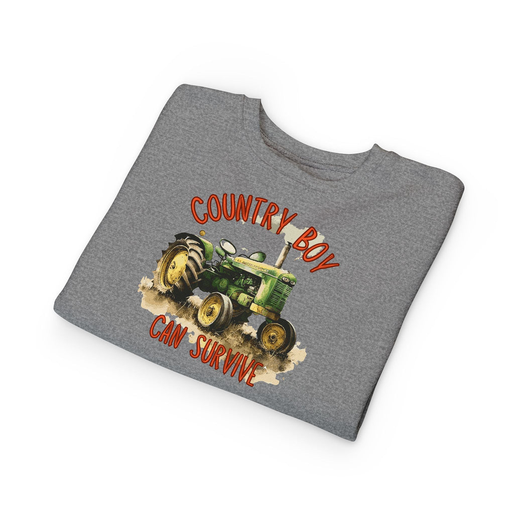 Playful Toddler Sweatshirt ‘Country Boy Will Survive’ Casual Wear, Baby Clothes, Outdoor Adventures, Birthday Gift, Spring Fashion