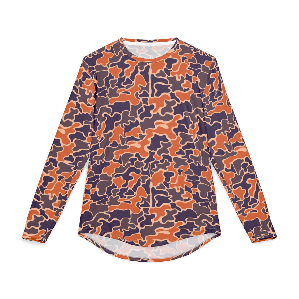 Collegiate Orange & Navy Camo UV Protection Long Sleeve Shirt for Men | Perfect for Hiking, Fishing, Beach Days, Casual Wear