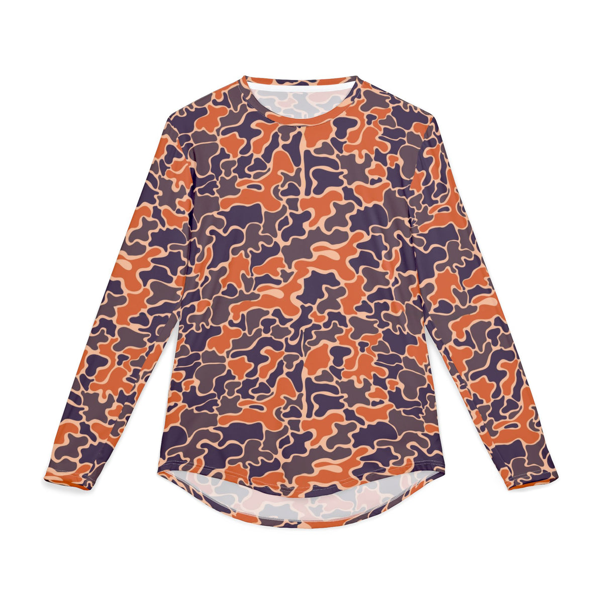 Collegiate Orange & Navy Camo UV Protection Long Sleeve Shirt for Men | Perfect for Hiking, Fishing, Beach Days, Casual Wear