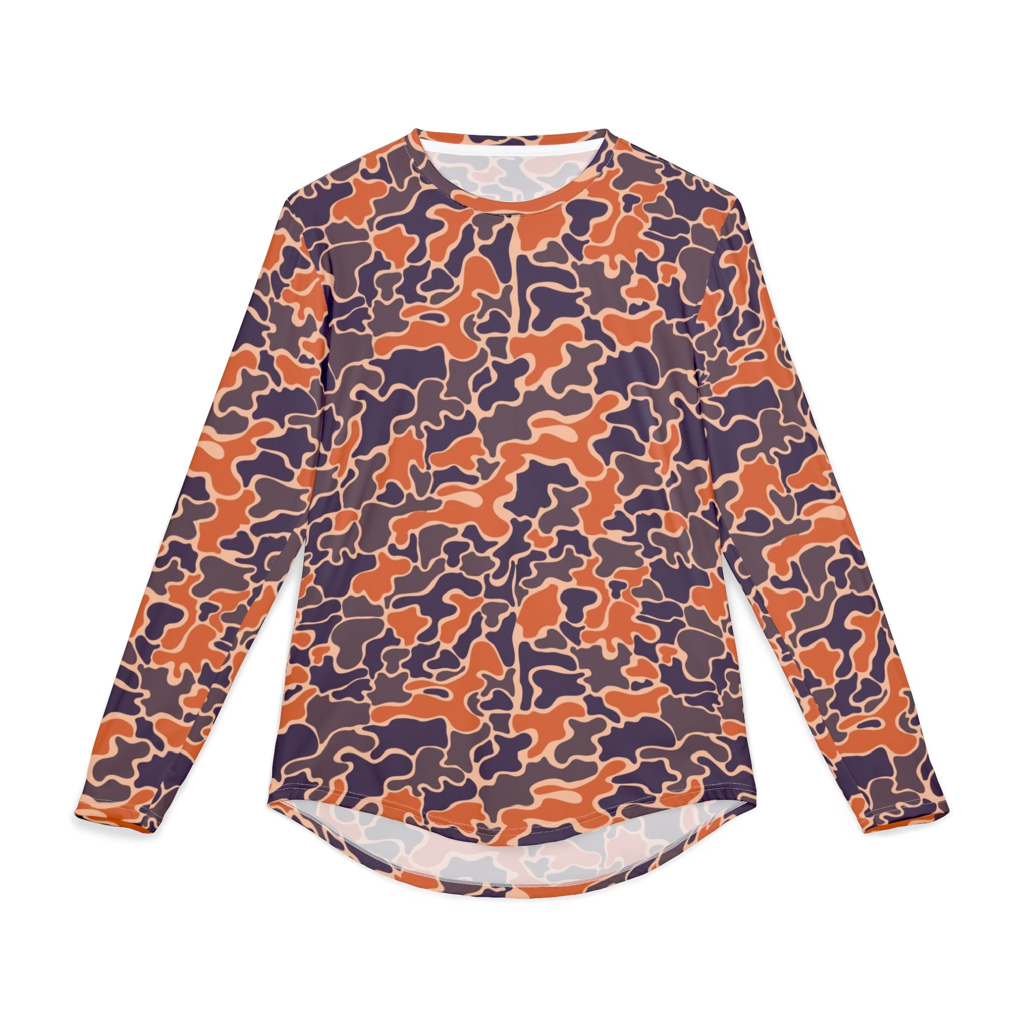 Collegiate Orange & Navy Camo UV Protection Long Sleeve Shirt for Men | Perfect for Hiking, Fishing, Beach Days, Casual Wear