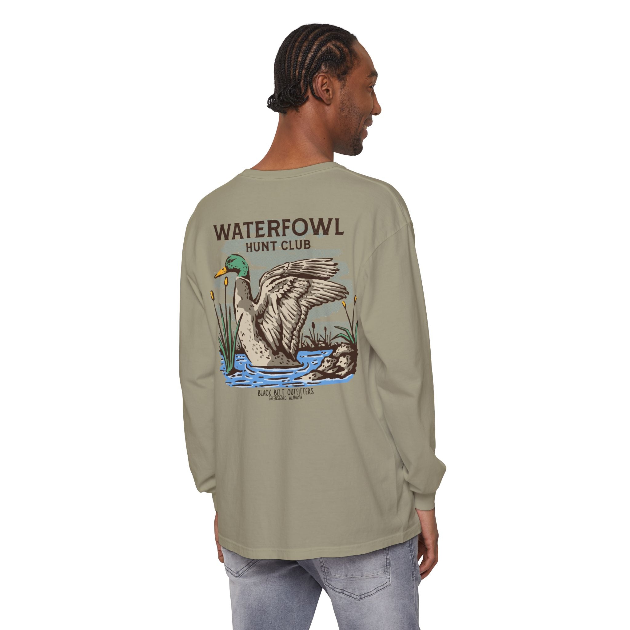 Waterfowl Hunt Club Unisex Garment-Dyed Long Sleeve T-Shirt, Casual Wear, Gift for Him/Her, Streetwear, Everyday Comfort, Comfortable Layering