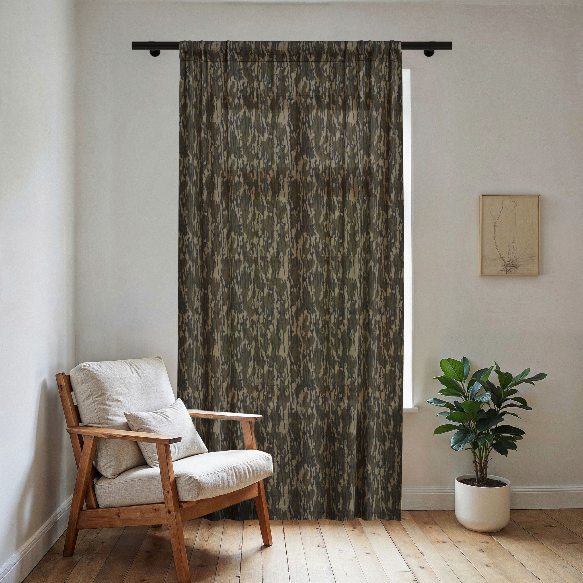 Trendy Camo Window Curtain Sheer, Modern Decor, Living Room, Rustic Home, Indoor Shades, Mens Bedroom, Nature Inspired