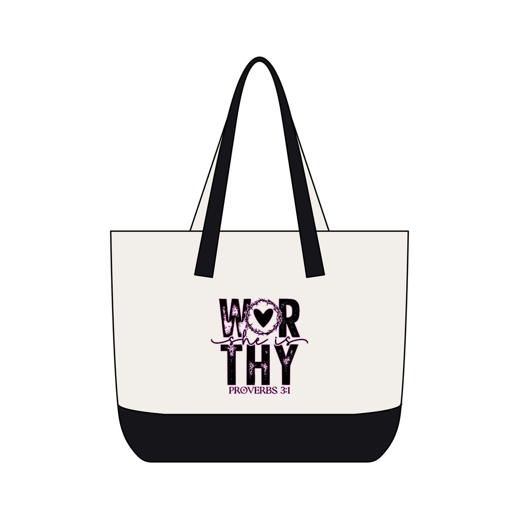 WORTHY Proverbs 31 Canvas Tote - Zippered Everyday Shopper