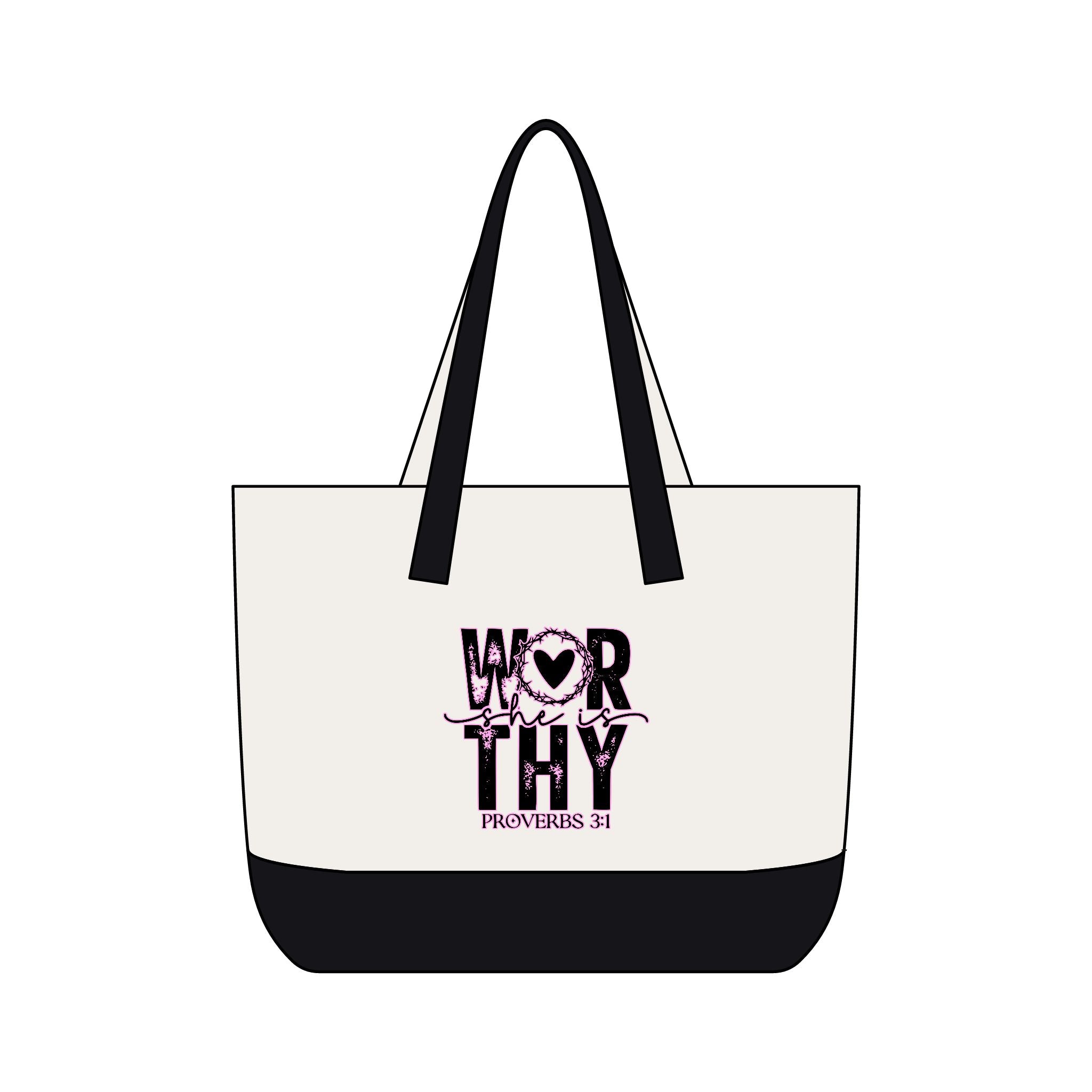 WORTHY Proverbs 31 Canvas Tote - Zippered Everyday Shopper