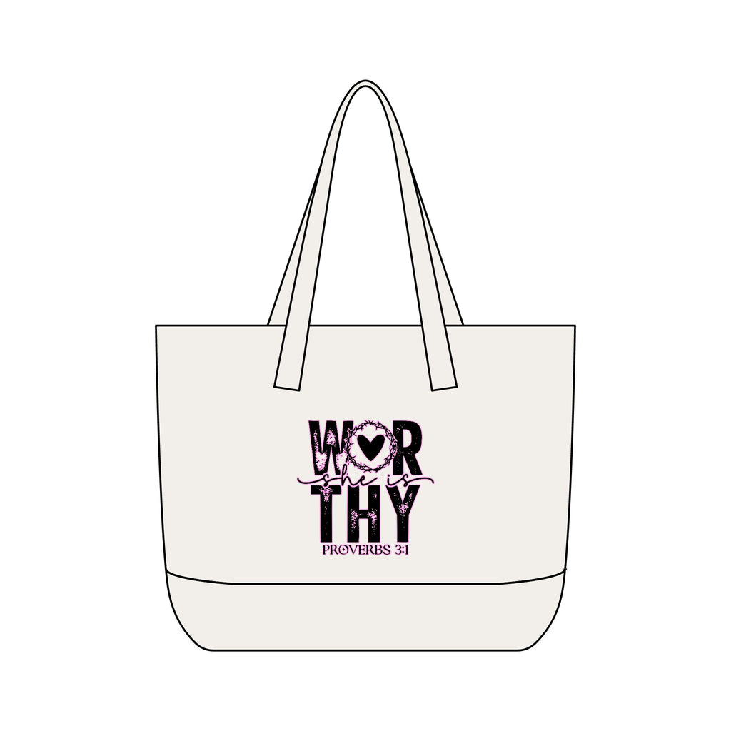 WORTHY Proverbs 31 Canvas Tote - Zippered Everyday Shopper