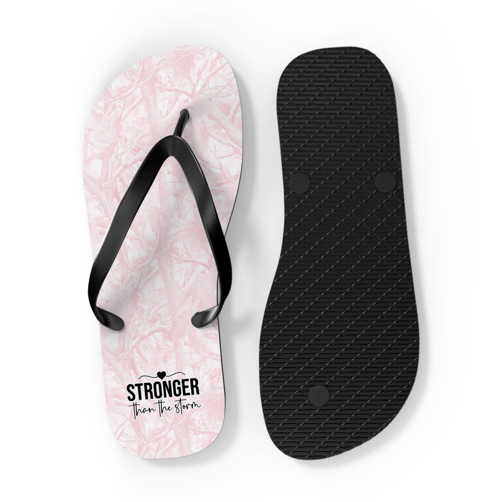 Pink Camo 'Stronger' Flip Flops – Women's Summer Beach Sandals