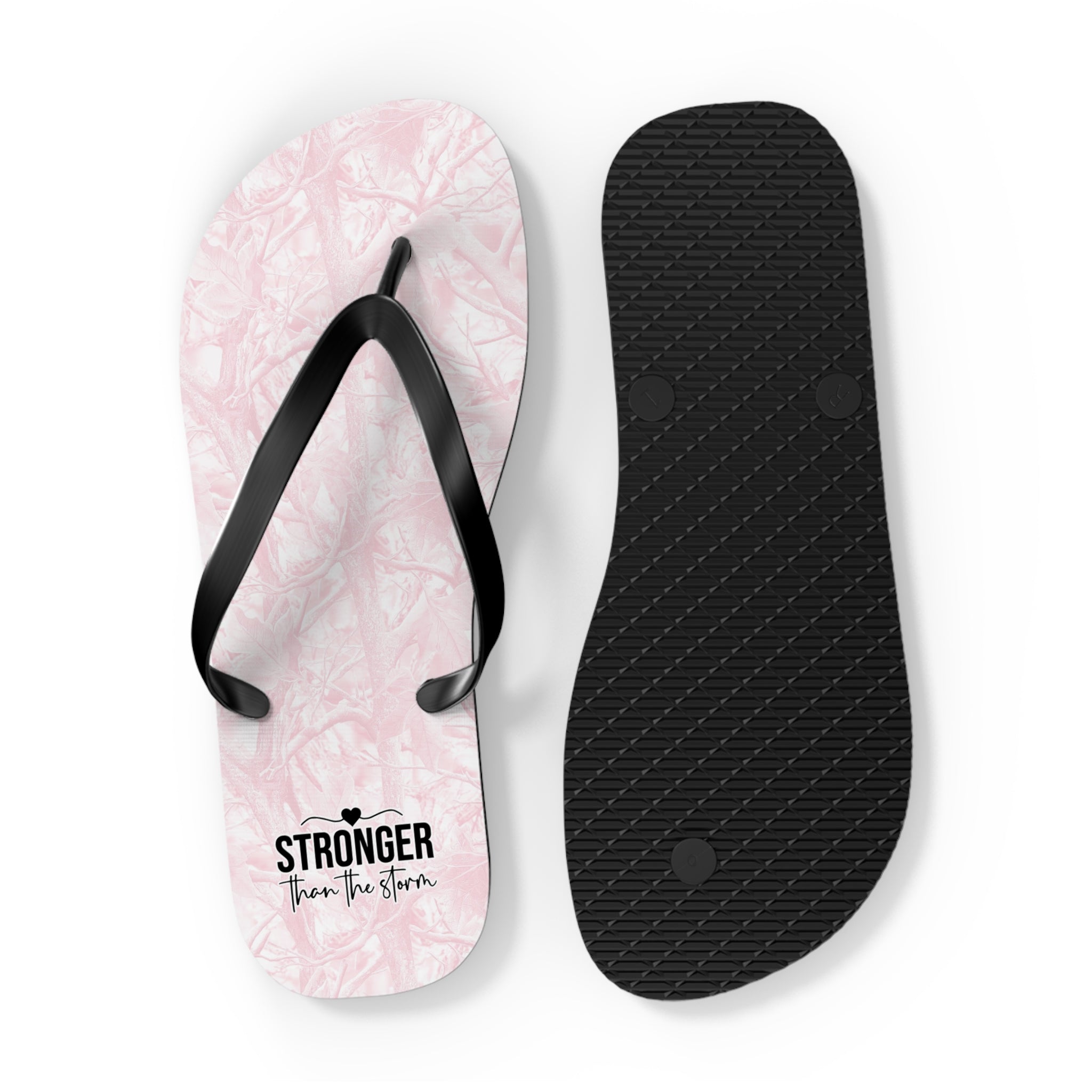 Pink Camo 'Stronger' Flip Flops – Women's Summer Beach Sandals