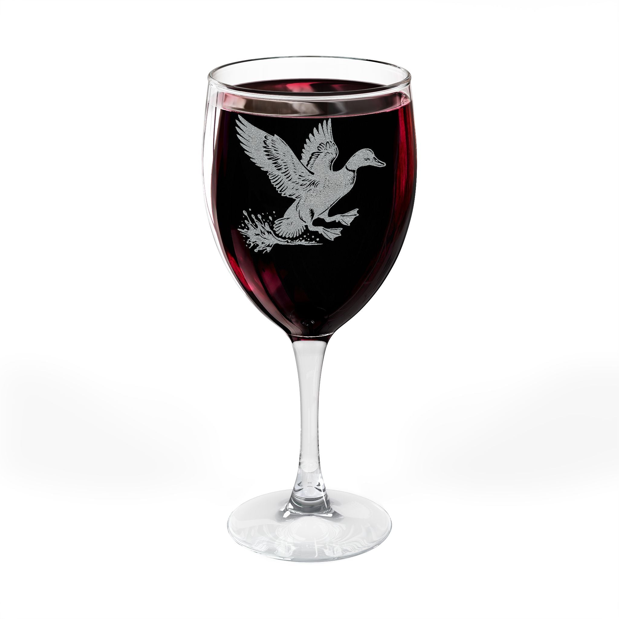 Engraved Duck Wine Glass — 10.5 oz Etched Wine Goblet