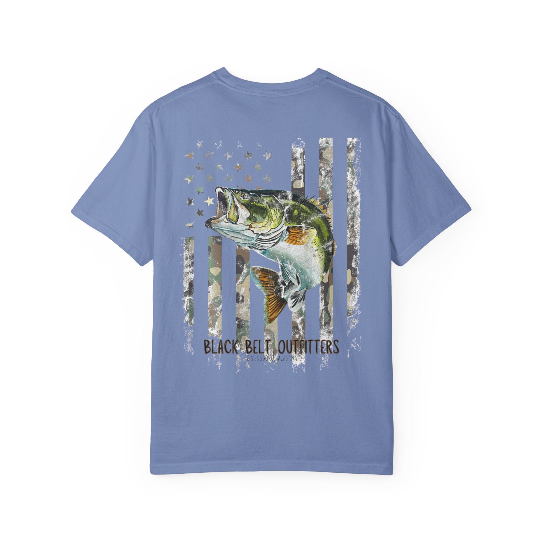 Bass Fish Camo American Flag Unisex T-Shirt, Perfect for Gifts, Father's Day, Golf Events, Casual Wear, Comfortable Tee