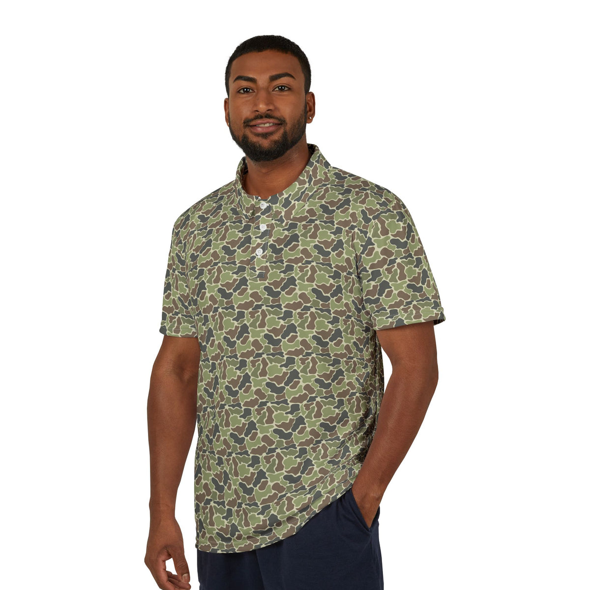 Old School Camo Unisex Polo Shirt, Casual Wear, Outdoor Adventures, Gift for Him, Summer Look