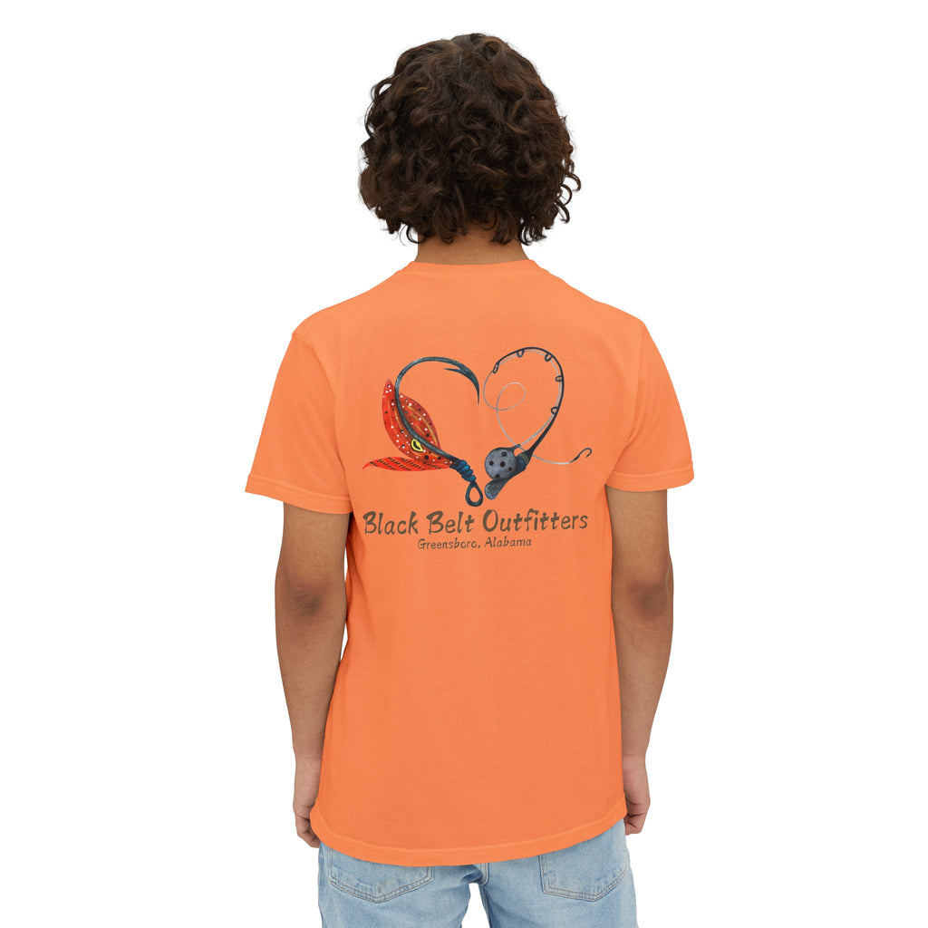 Black belt outfitters Fishing Poles Heart Unisex Garment-Dyed Pocket T-Shirt