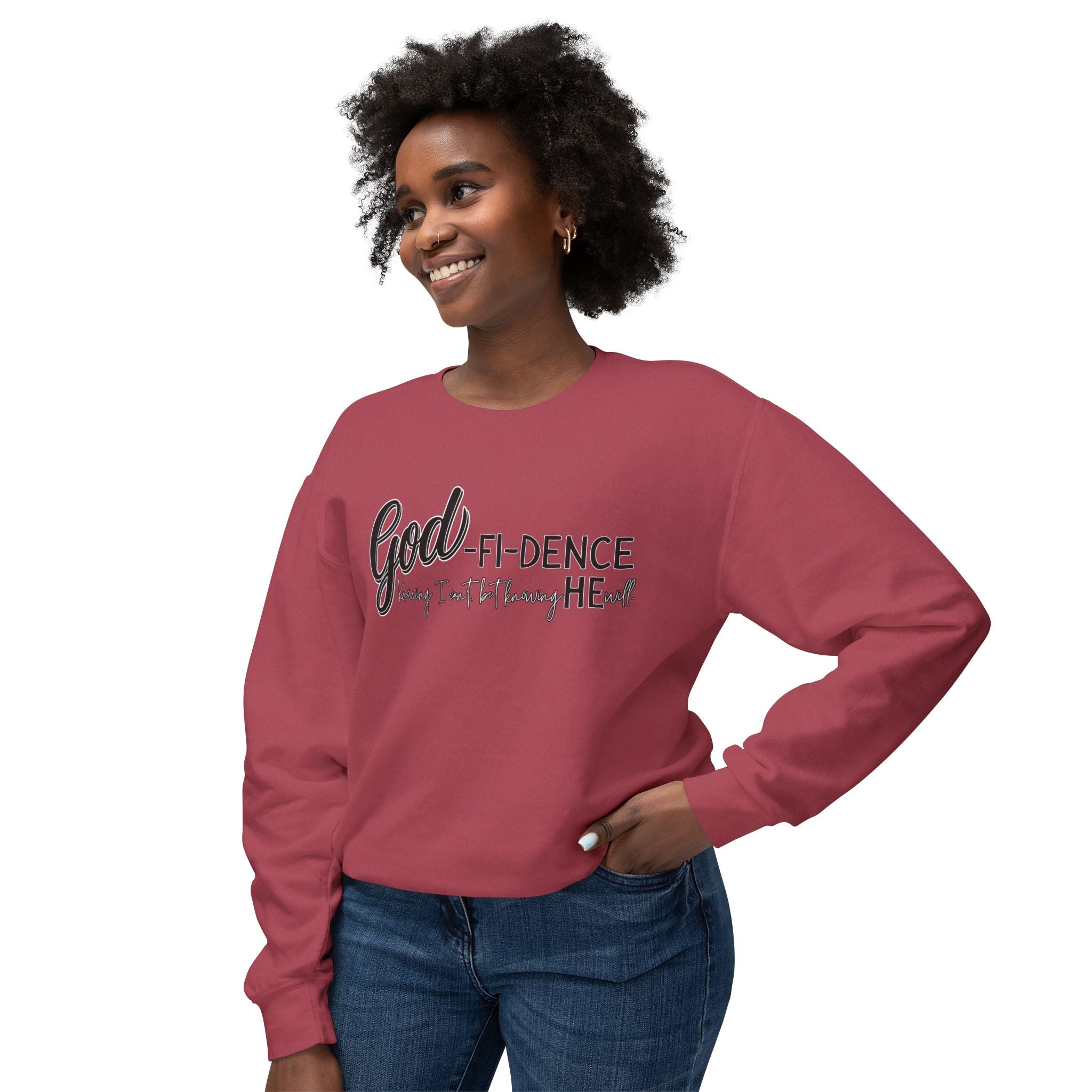 GOD-fi-dence Comfort Crewneck Sweatshirt - Godfidence Quote, Inspirational Gift, Cozy Apparel, Casual Wear, Unisex Style