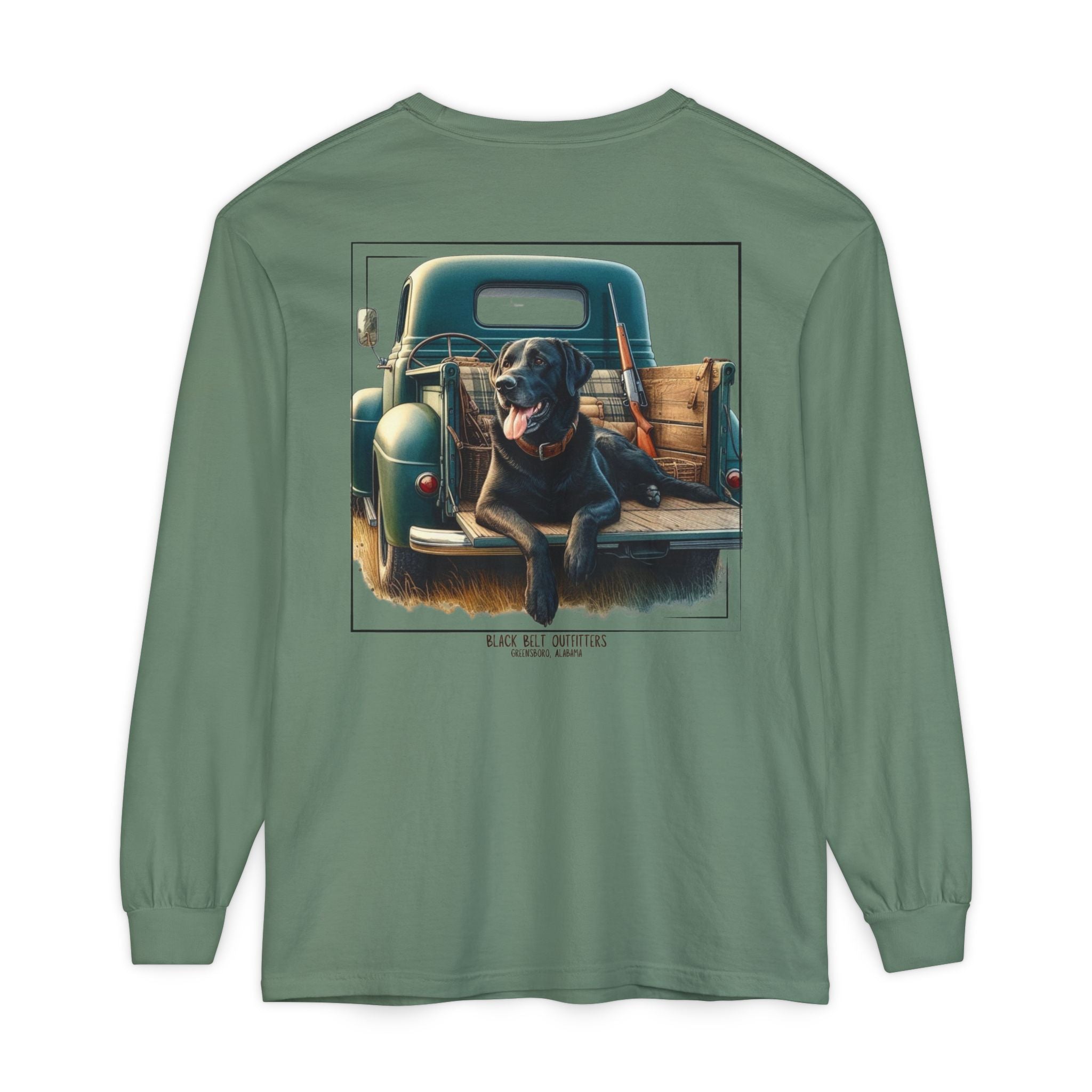 Duck Dog Vintage Truck Unisex Garment-Dyed Long Sleeve T-Shirt, Casual Wear, Gift for Him/Her, Streetwear, Everyday Comfort, Comfortable Layering