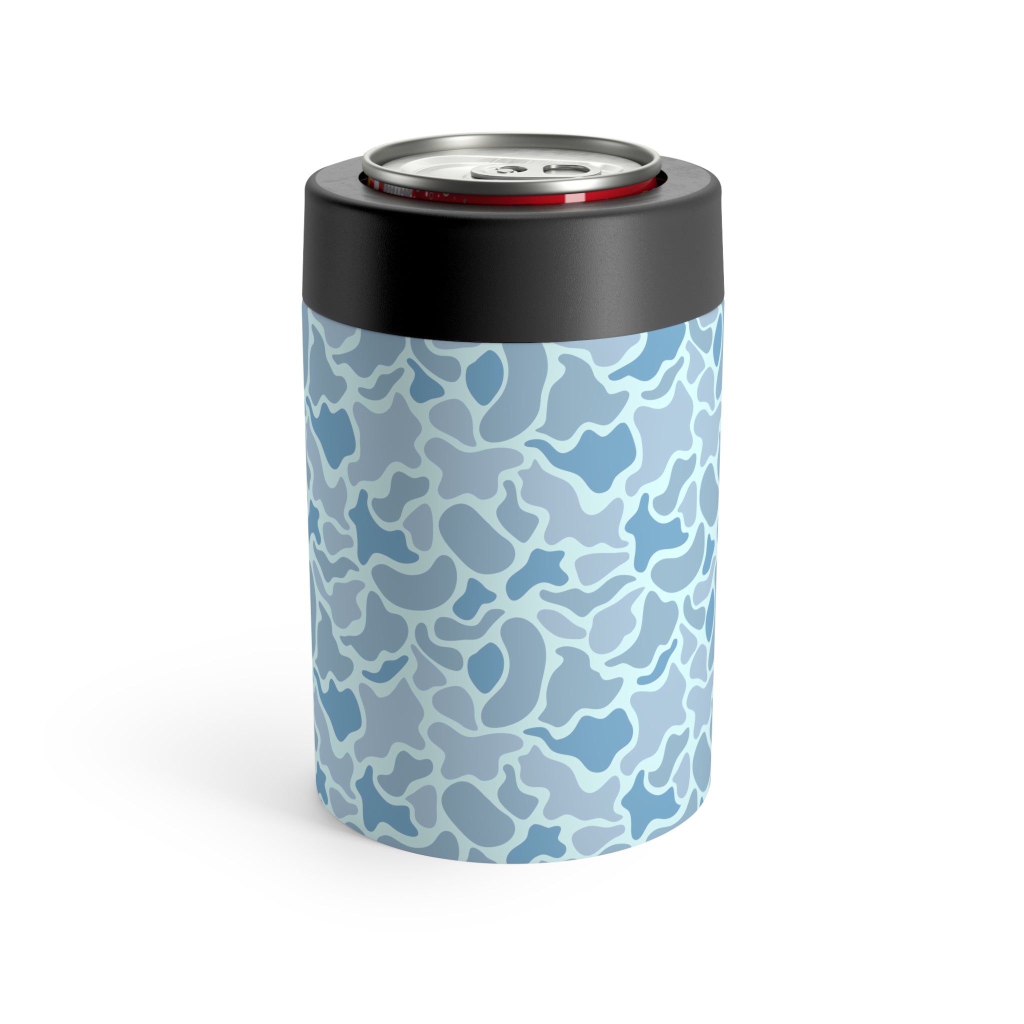 Blue Camo Can Holder, Rustic Drink Insulator, Camping Accessory, Outdoor Party Favor, Unique Gifts for Him