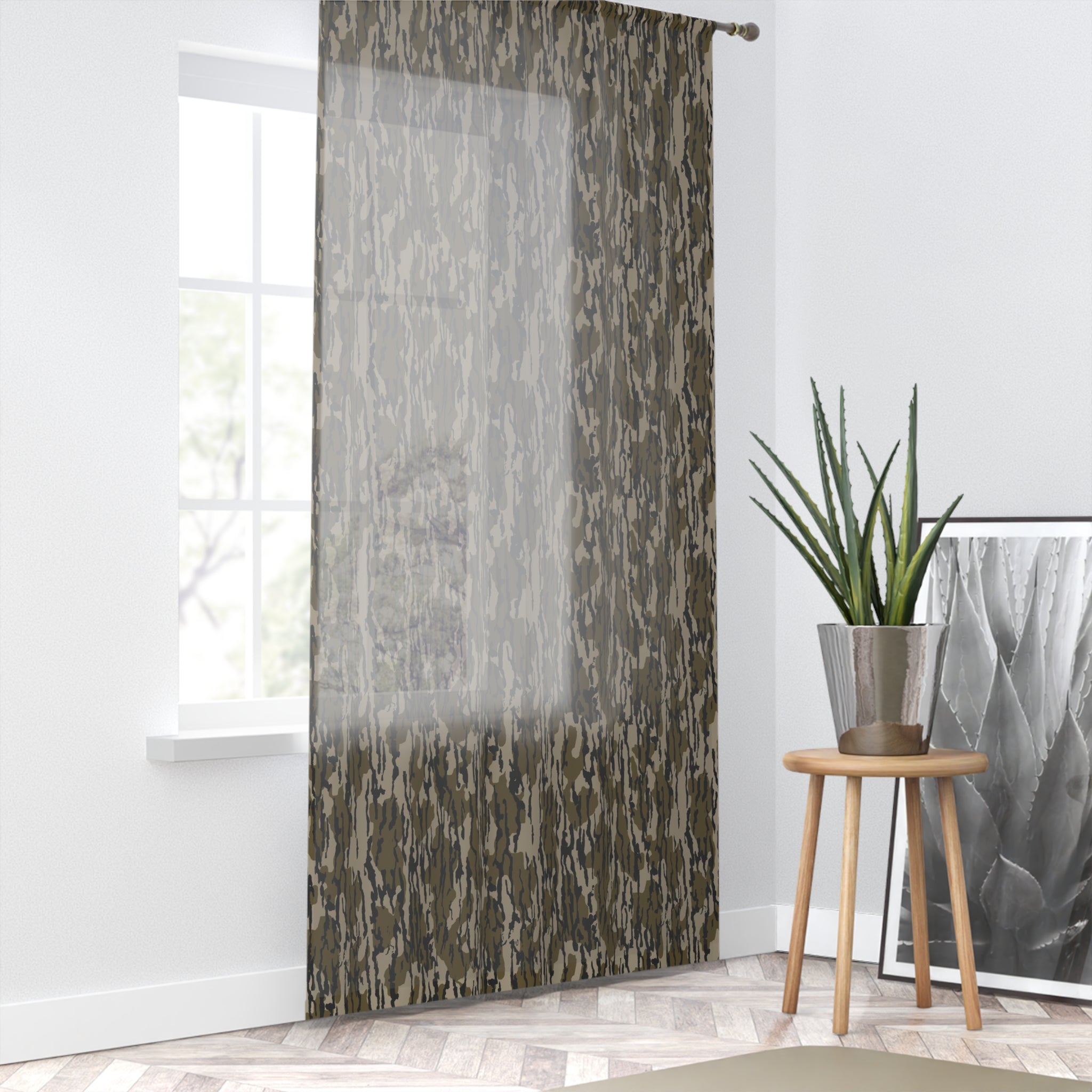 Trendy Camo Window Curtain Sheer, Modern Decor, Living Room, Rustic Home, Indoor Shades, Mens Bedroom, Nature Inspired