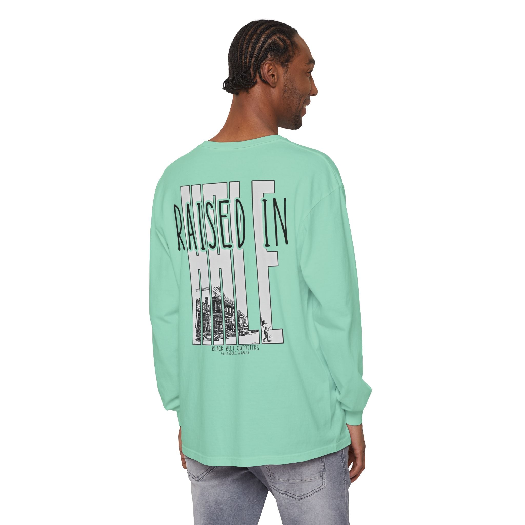 Raised in Hale Unisex Garment-Dyed Long Sleeve T-Shirt, Casual Wear, Gift for Him/Her, Streetwear, Everyday Comfort, Comfortable Layering