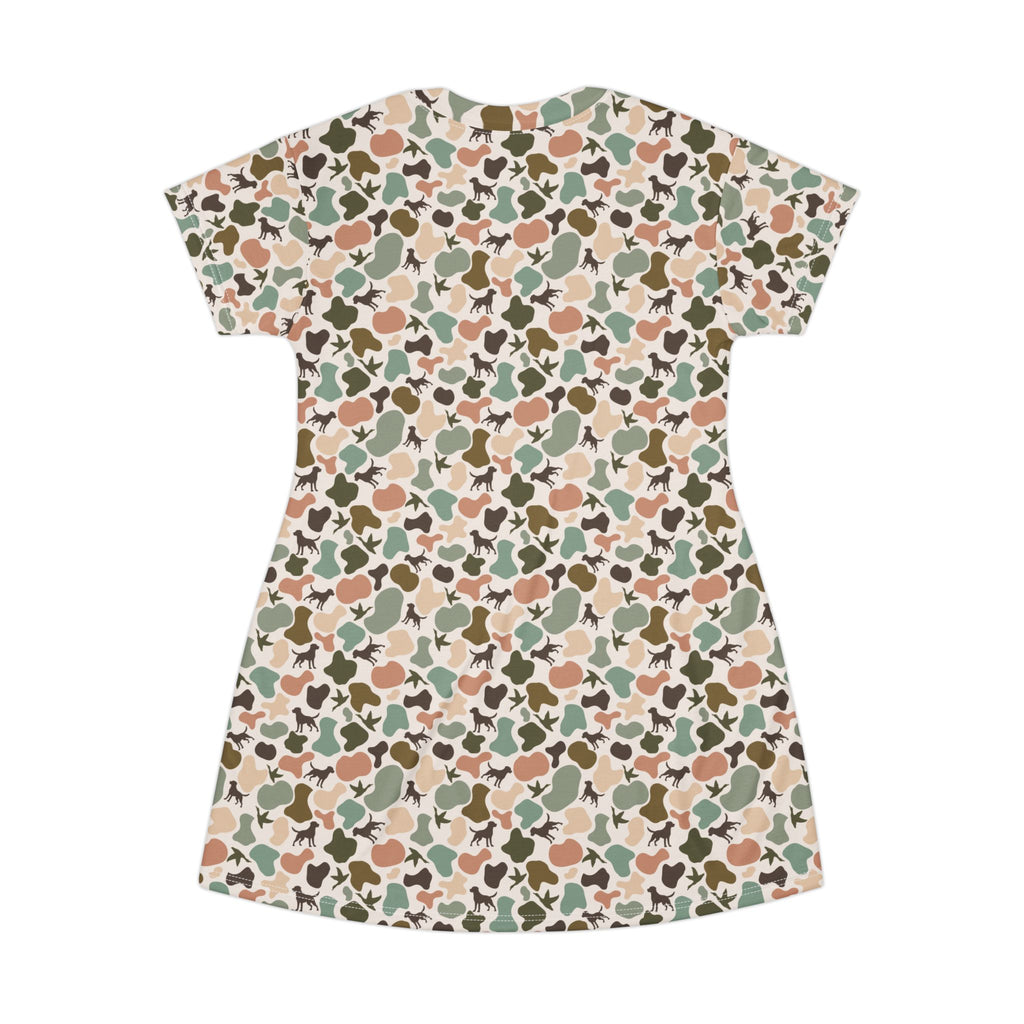 Trendy Duck Camo T-Shirt Dress — All-Over Print Casual A-Line Dress