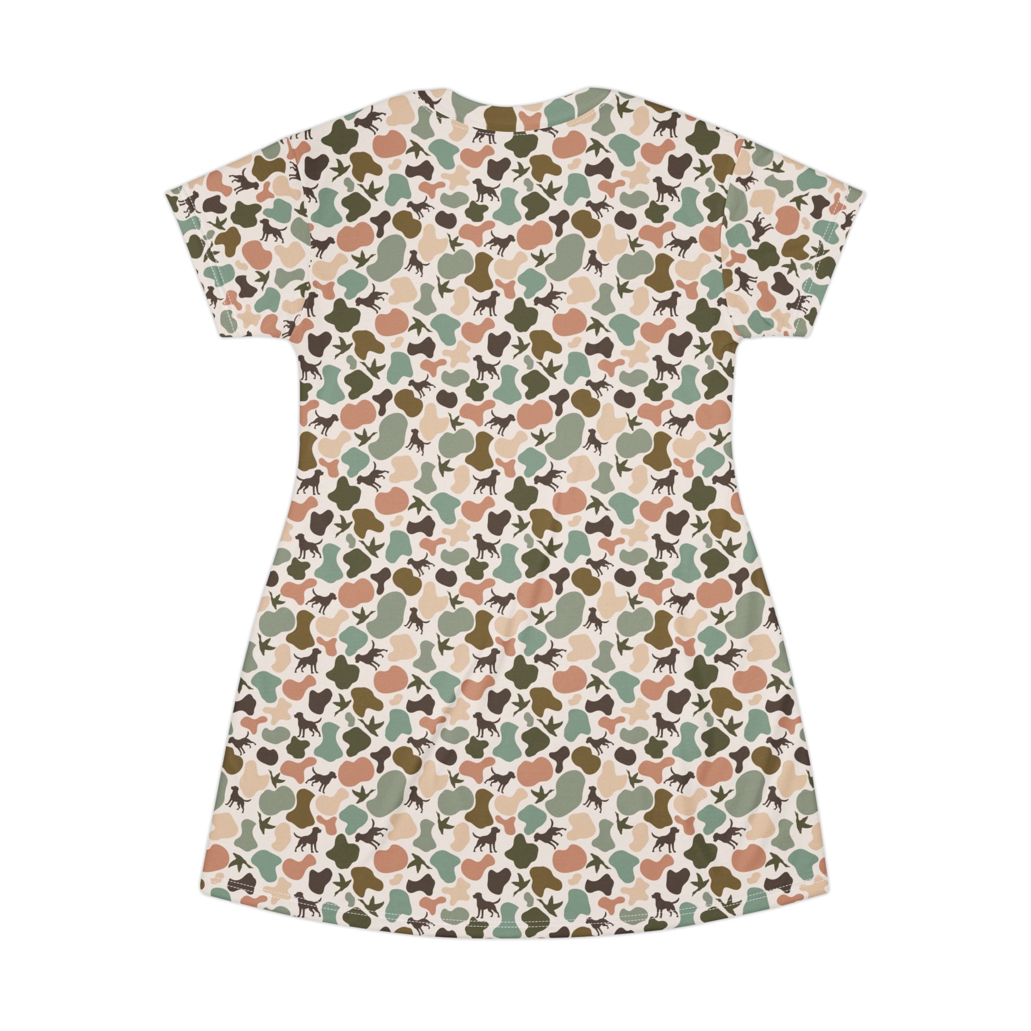 Trendy Duck Camo T-Shirt Dress — All-Over Print Casual A-Line Dress