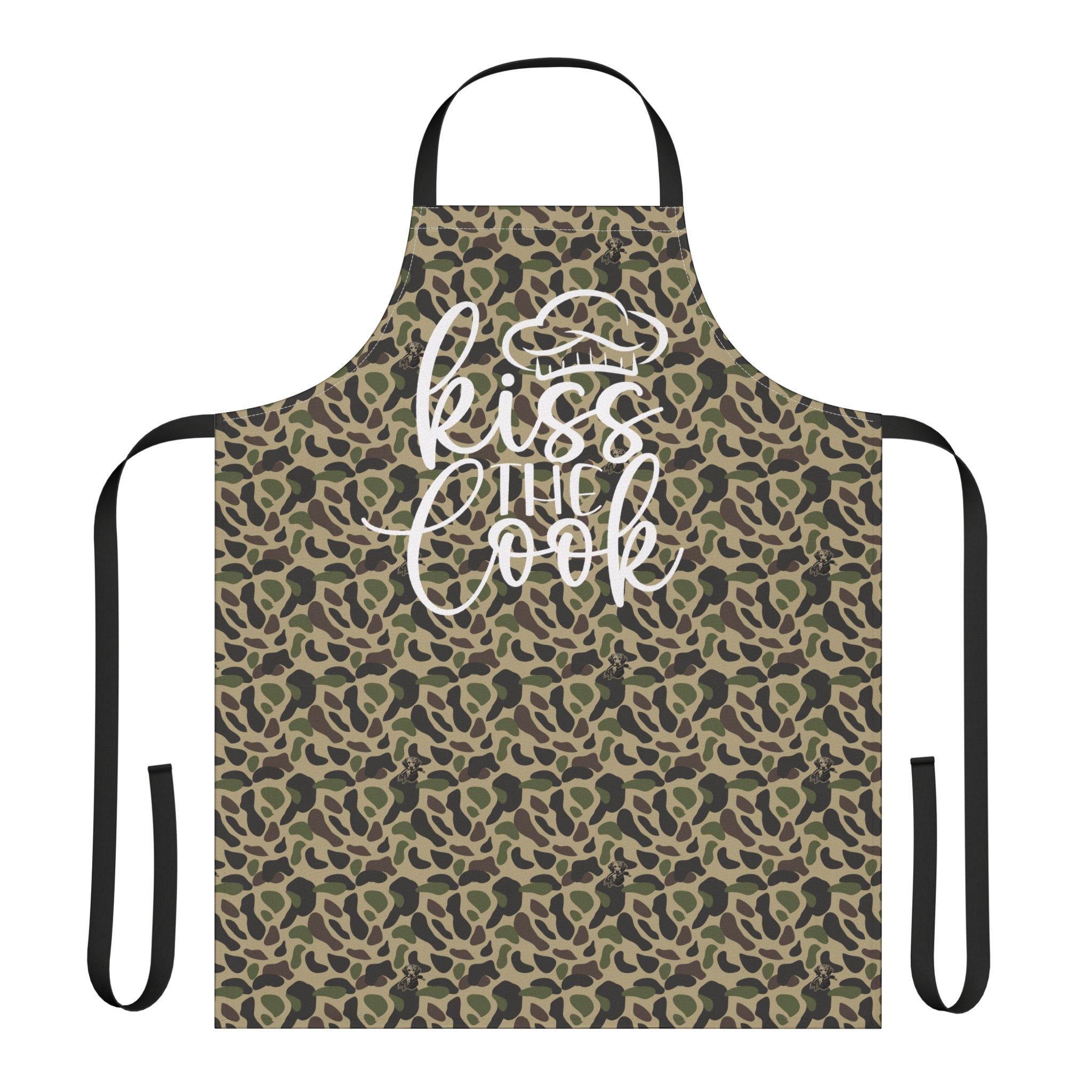 RiverDog Duck Hunting Camo Chef Apron — "Kiss The Cook" Camouflage Kitchen Apron