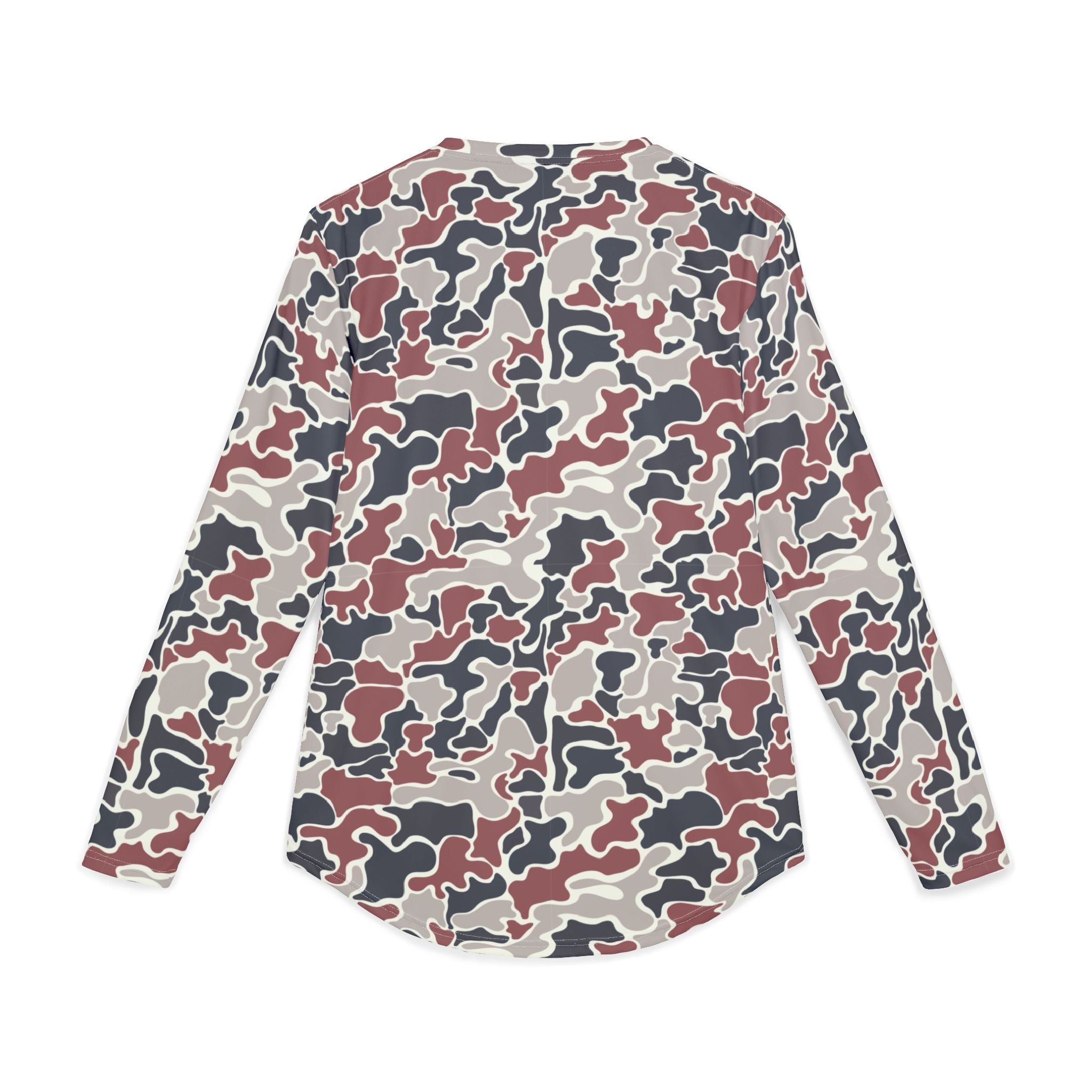 Collegiate Crimson Camo UV Protection Long Sleeve Shirt for Men | Perfect for Hiking, Fishing, Beach Days, Casual Wear