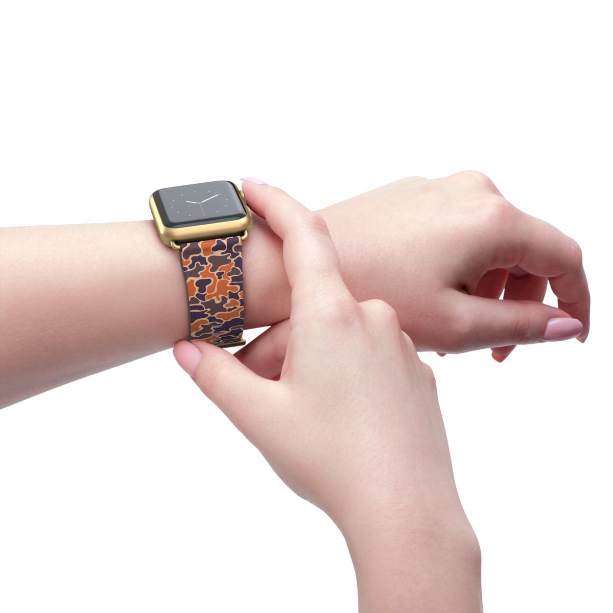 Orange & Navy Camo Watch Band — Stylish Camouflage Apple Watch Strap