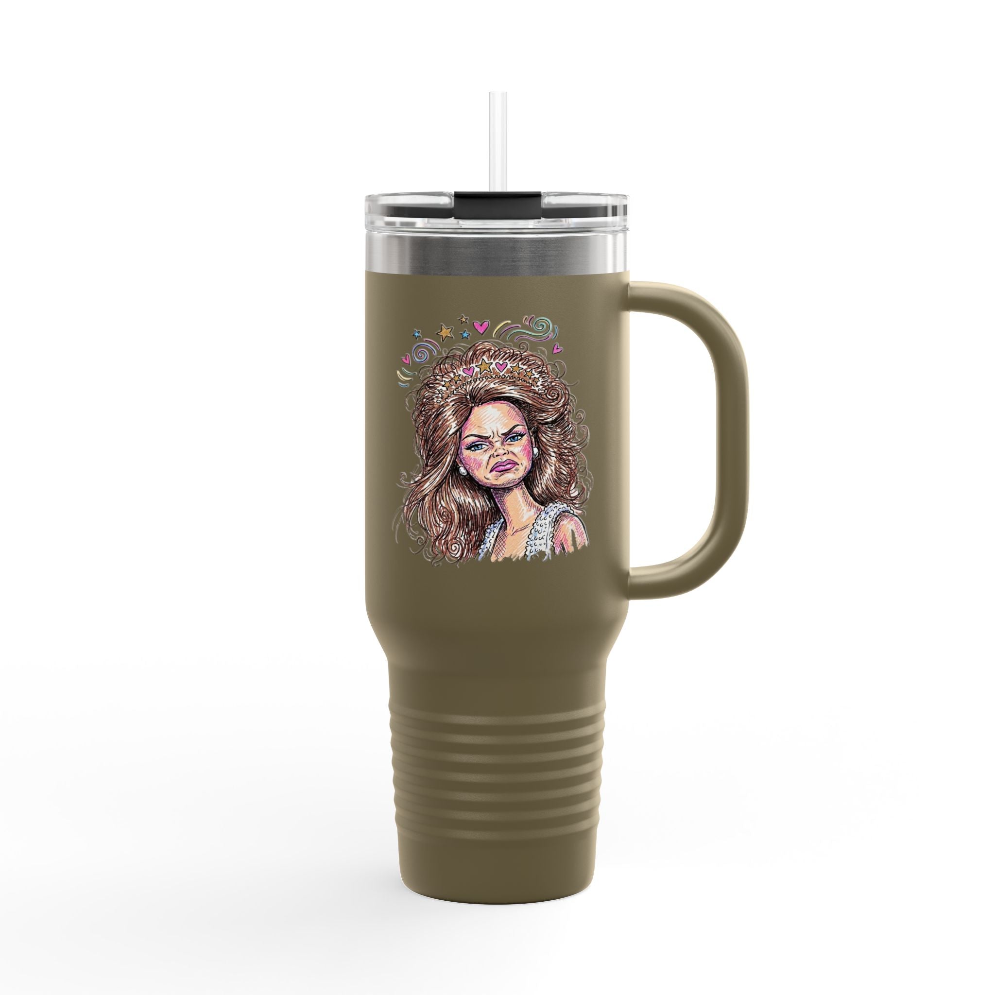40oz Insulated Travel Mug with Illustrated Mad Barbie – Large Stainless Steel Tumbler for Coffee, Tea & On-the-Go