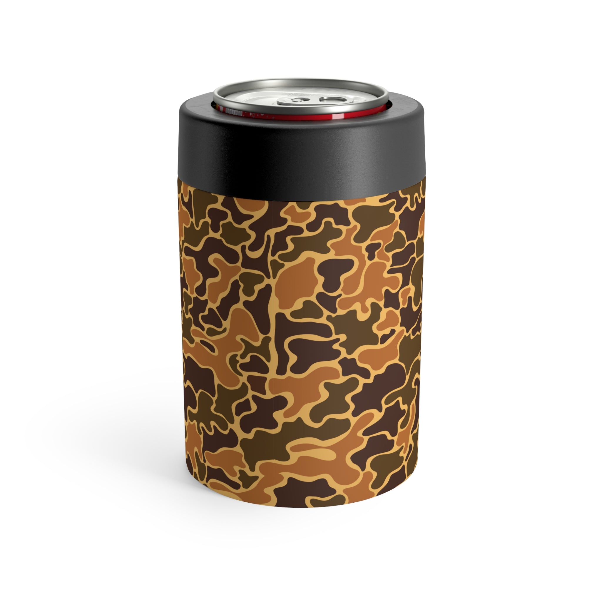 Brown Camo Can Holder, Rustic Drink Insulator, Camping Accessory, Outdoor Party Favor, Unique Gifts for Him