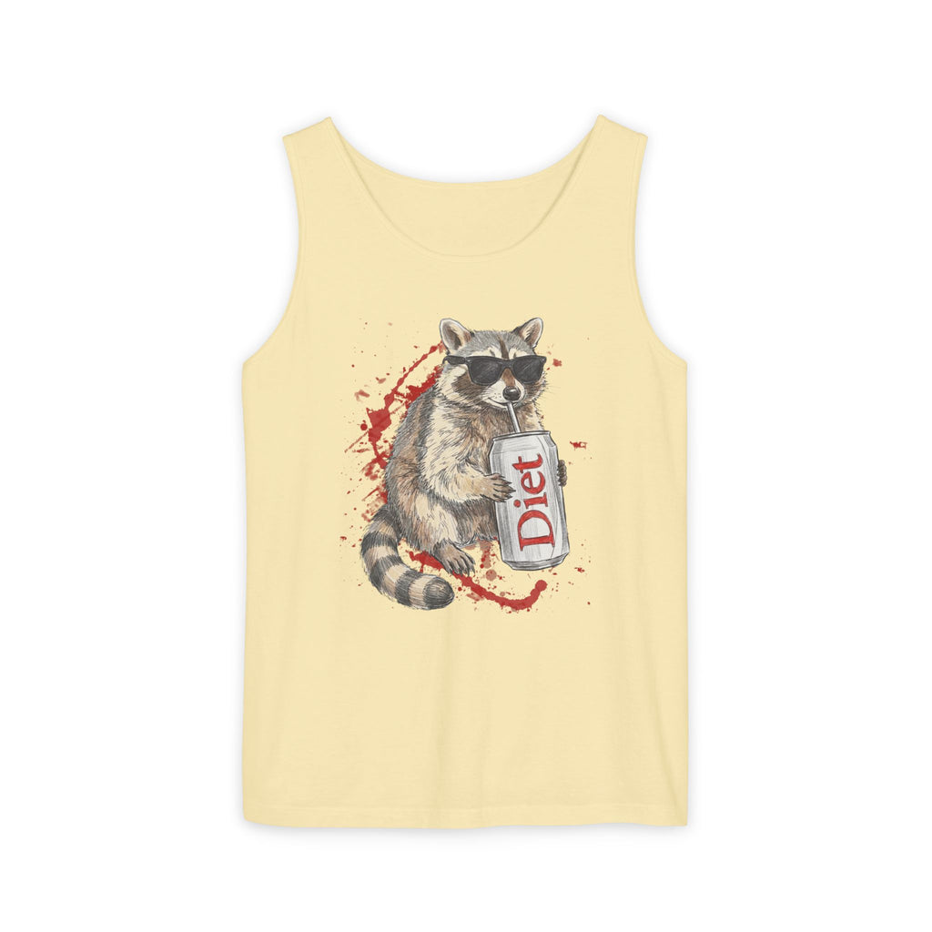 Soda Drinking, Sunglasses, Raccoon Tank Top