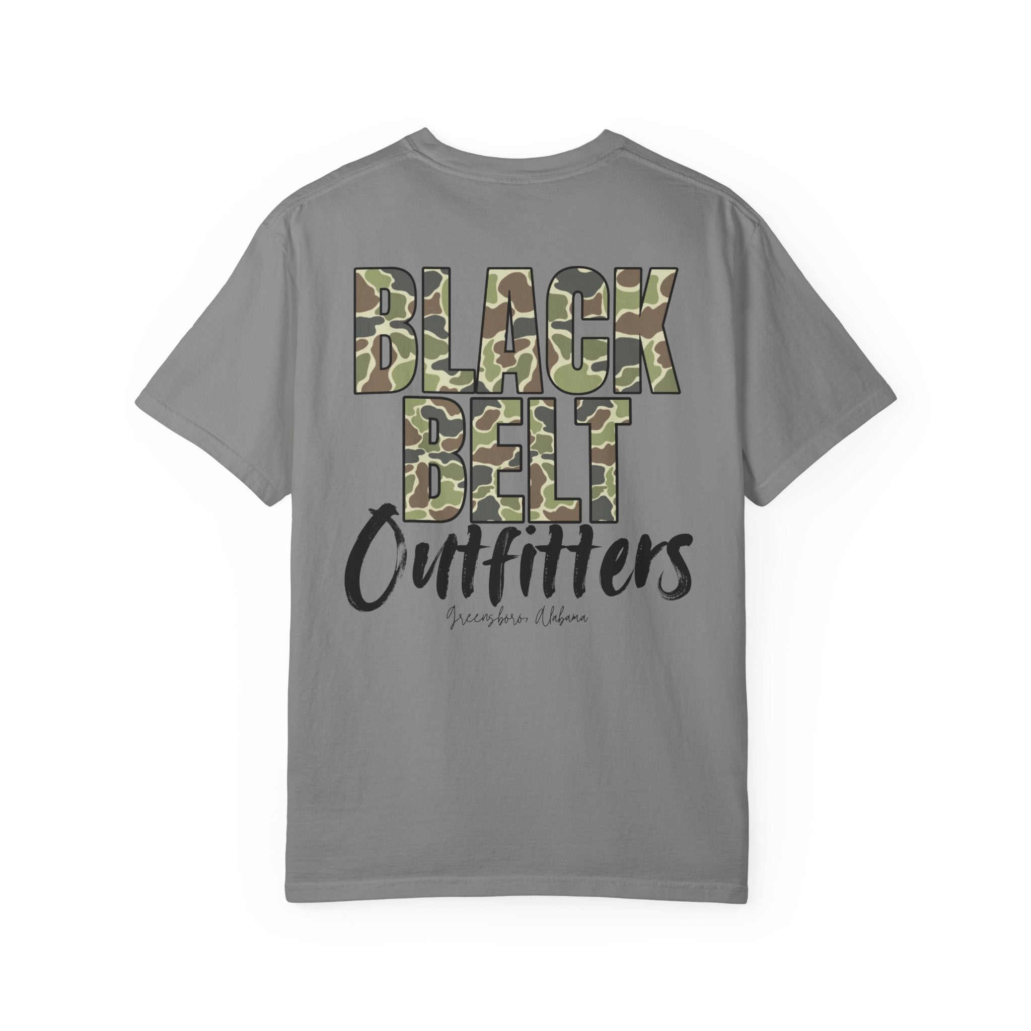 Black Belt Outfitters Camo Logo Unisex Garment-Dyed Pocket T-Shirt