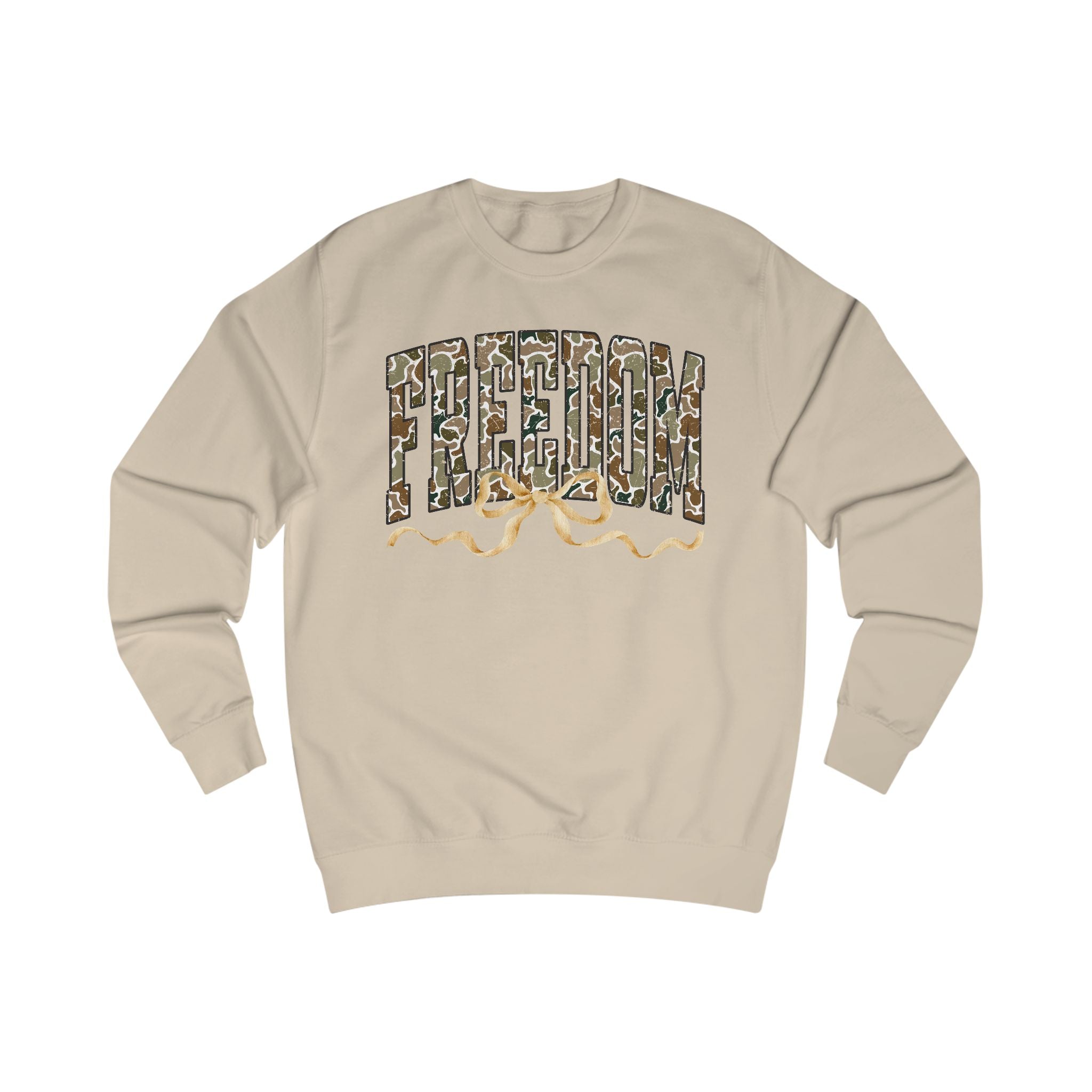 Freedom with Bow Unisex Sweatshirt, Cozy Graphic Sweater, Casual Gift, Perfect for Fall, Statement Apparel, Inspiring Fashion
