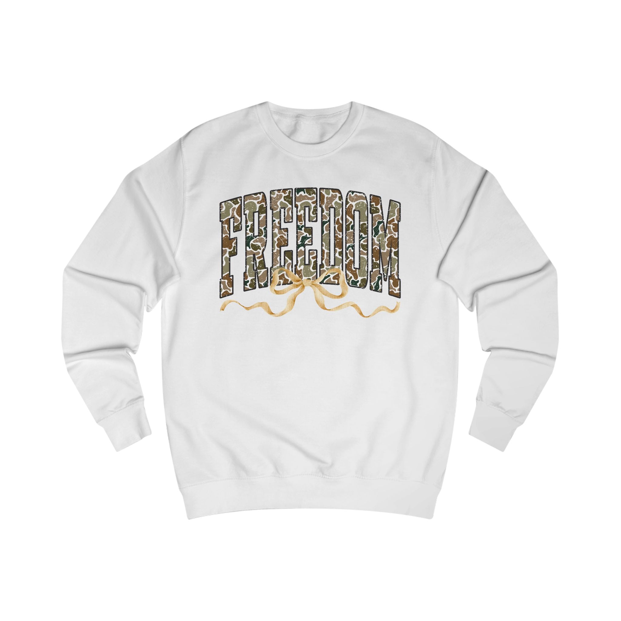 Freedom with Bow Unisex Sweatshirt, Cozy Graphic Sweater, Casual Gift, Perfect for Fall, Statement Apparel, Inspiring Fashion