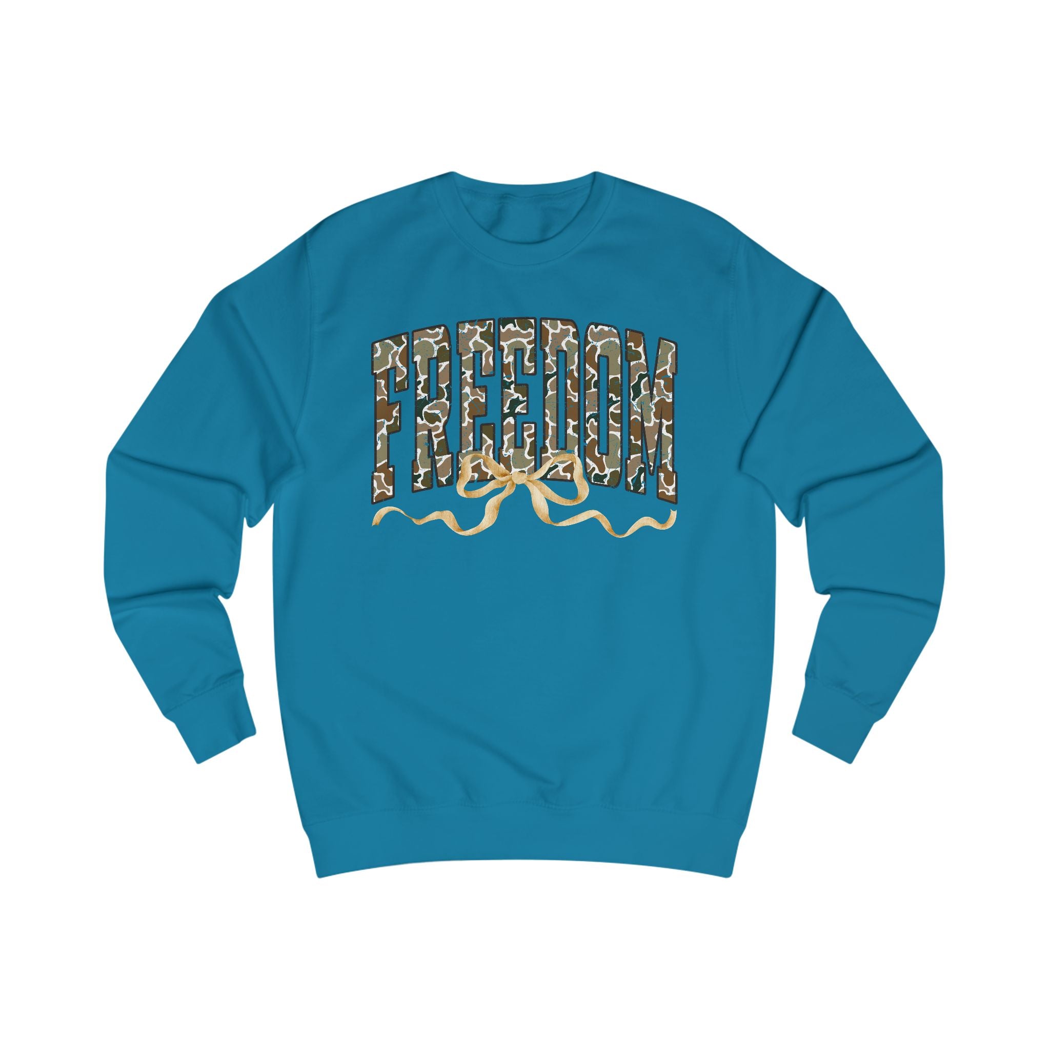 Freedom with Bow Unisex Sweatshirt, Cozy Graphic Sweater, Casual Gift, Perfect for Fall, Statement Apparel, Inspiring Fashion