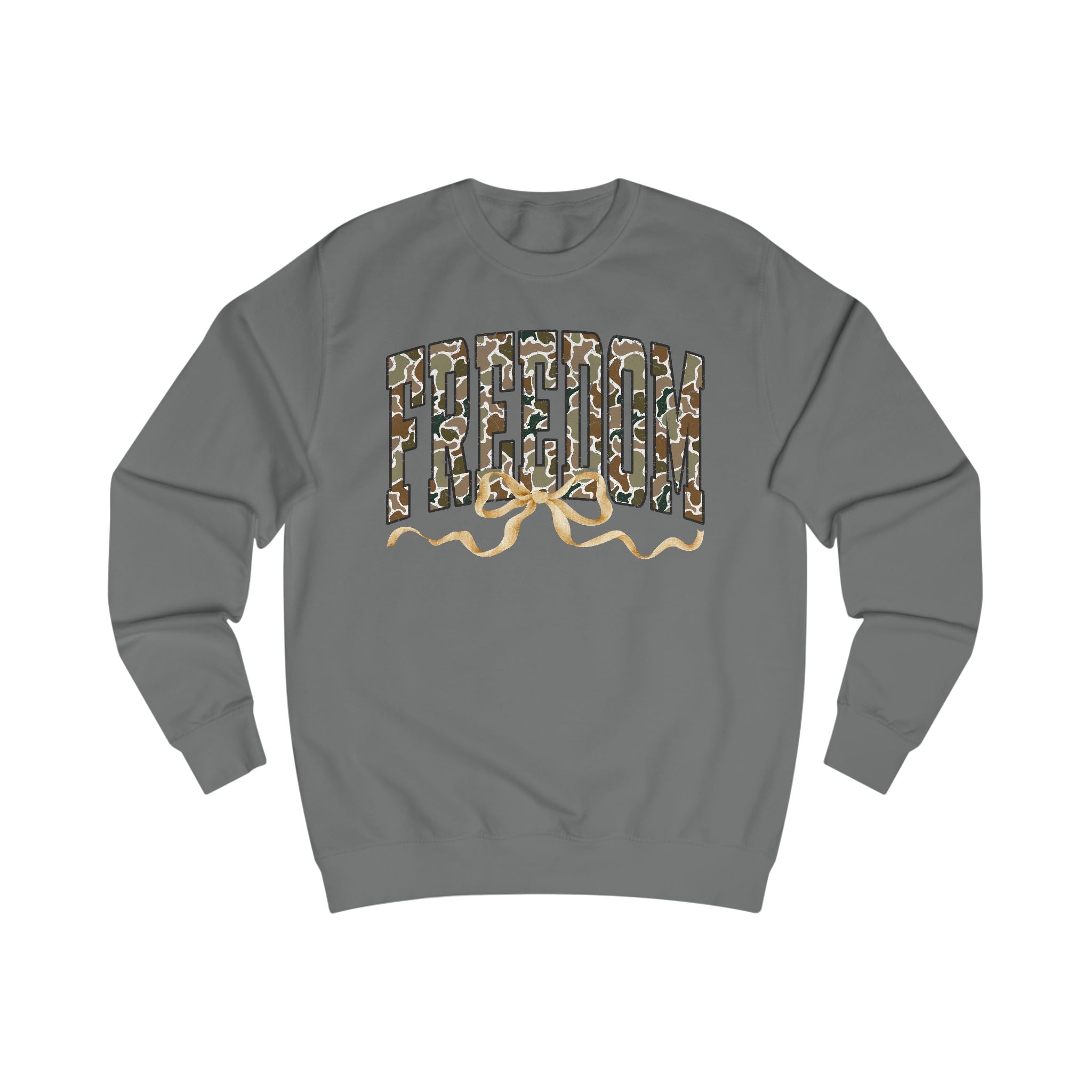 Freedom with Bow Unisex Sweatshirt, Cozy Graphic Sweater, Casual Gift, Perfect for Fall, Statement Apparel, Inspiring Fashion