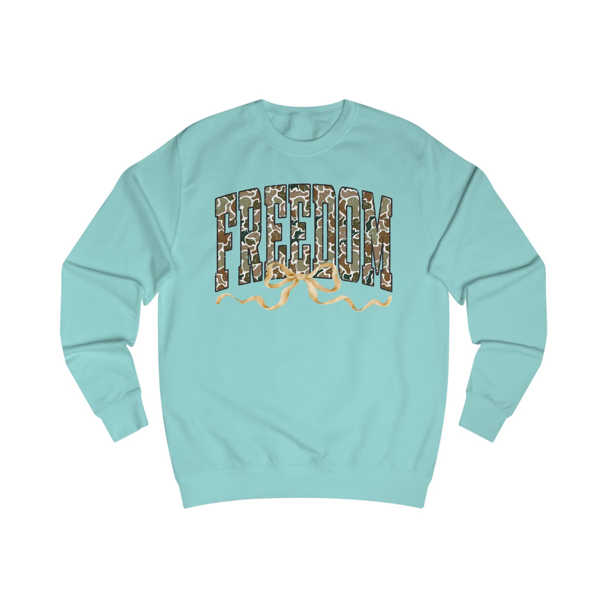Freedom with Bow Unisex Sweatshirt, Cozy Graphic Sweater, Casual Gift, Perfect for Fall, Statement Apparel, Inspiring Fashion