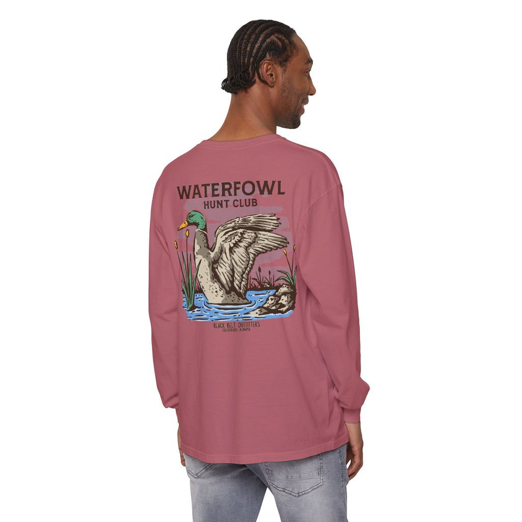 Waterfowl Hunt Club Unisex Garment-Dyed Long Sleeve T-Shirt, Casual Wear, Gift for Him/Her, Streetwear, Everyday Comfort, Comfortable Layering