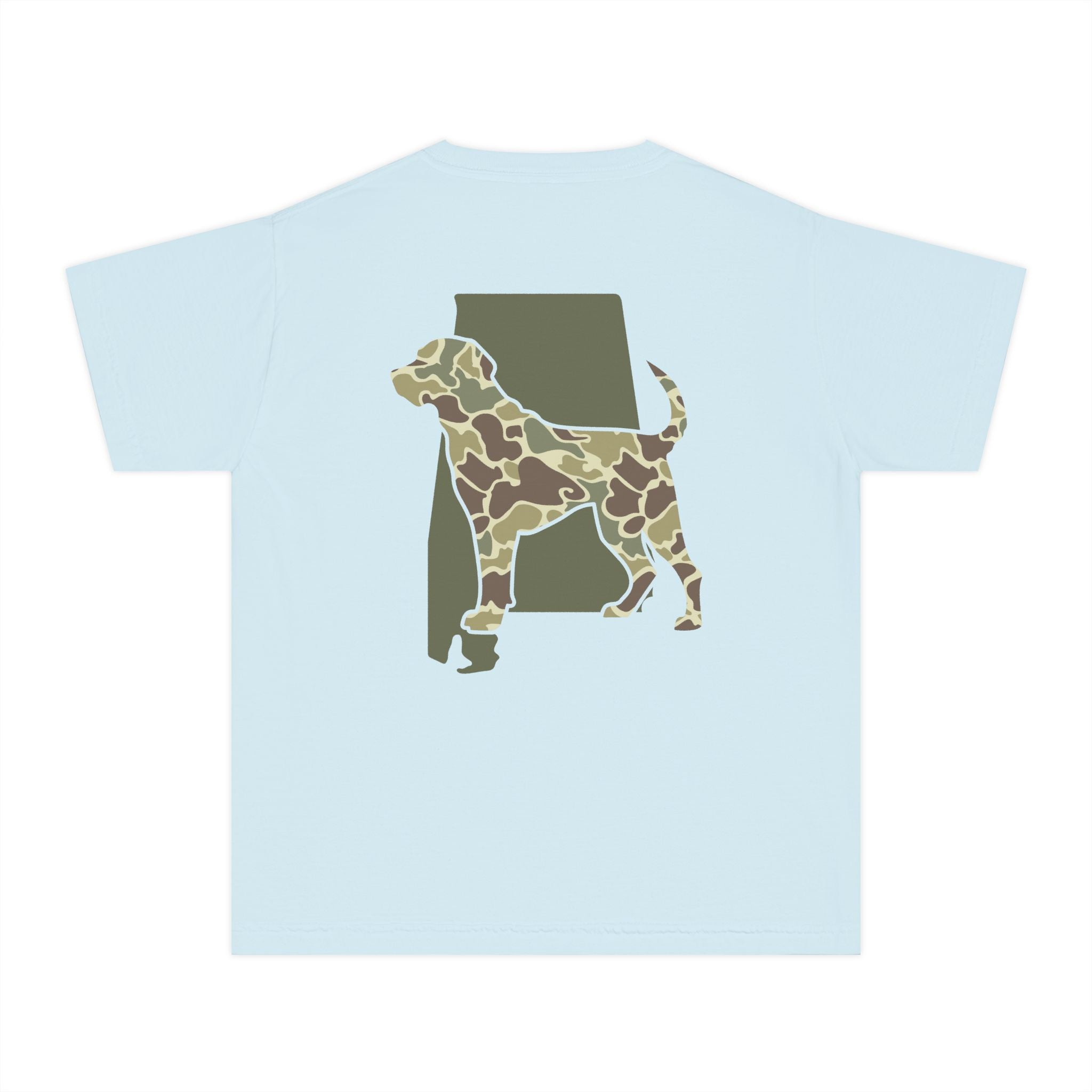 Alabama Camo Hunting Dog Youth Midweight Tee - Fun Farm-Themed Shirt