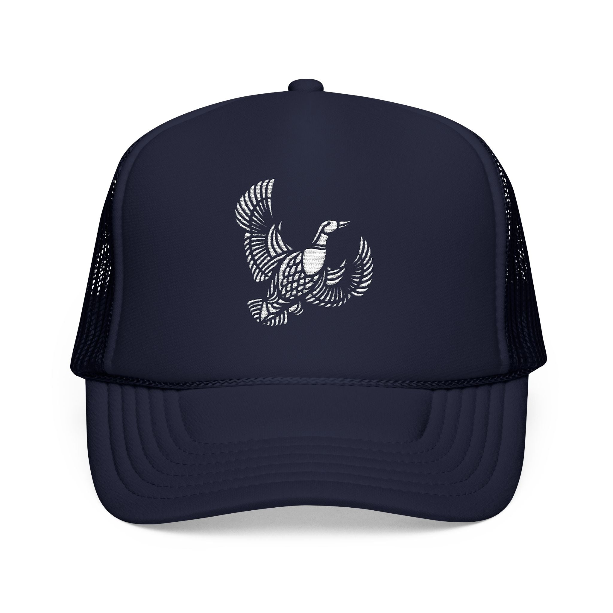 Flying Duck Embroidered Foam Trucker Hat - Stylish Outdoor Cap, Perfect Gift for Festivals, Sports Events, Casual Outings, Nature Lovers