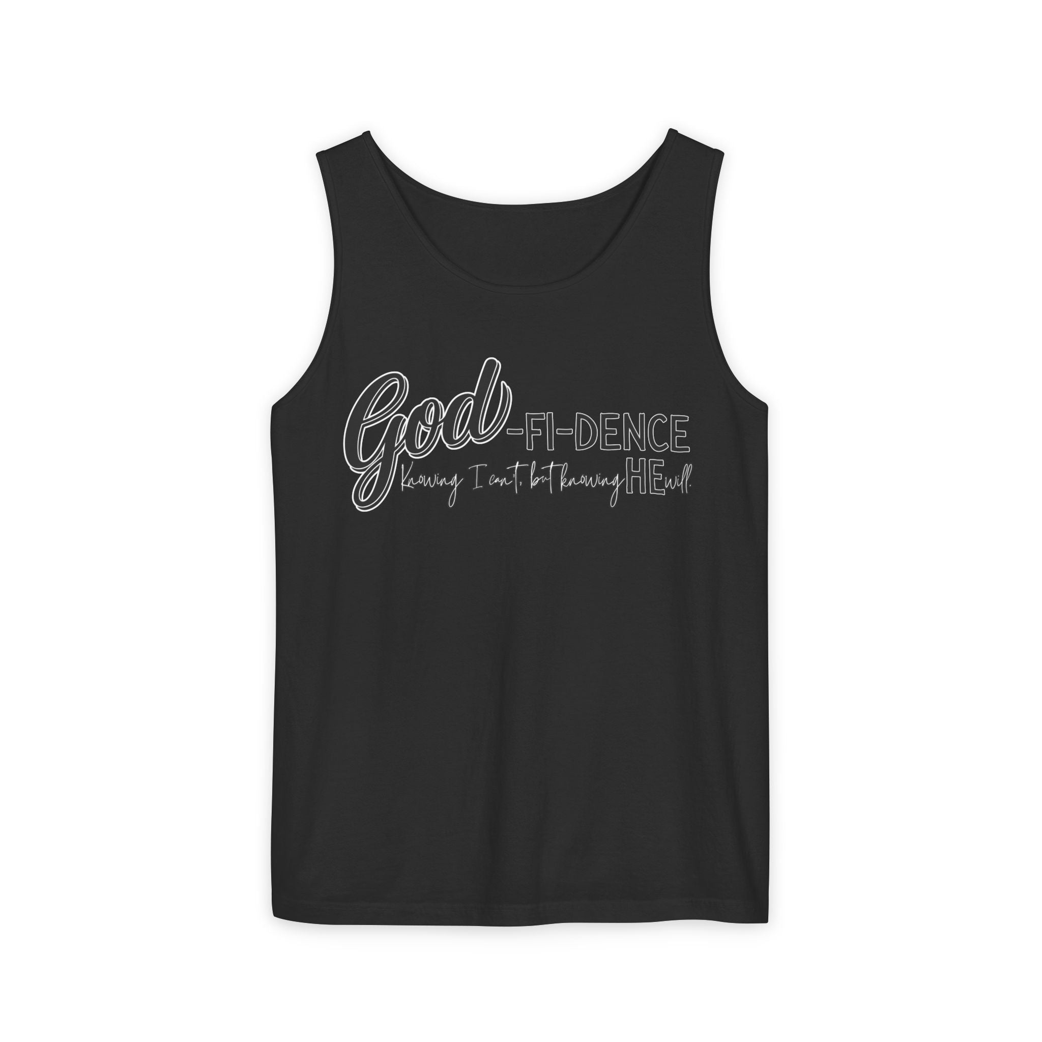 God-Fi-dence Garment-Dyed Tank Top | Faith-Inspired Summer Apparel, Christian Gifts, Casual Wear, Workout Tank, Inspirational Quotes