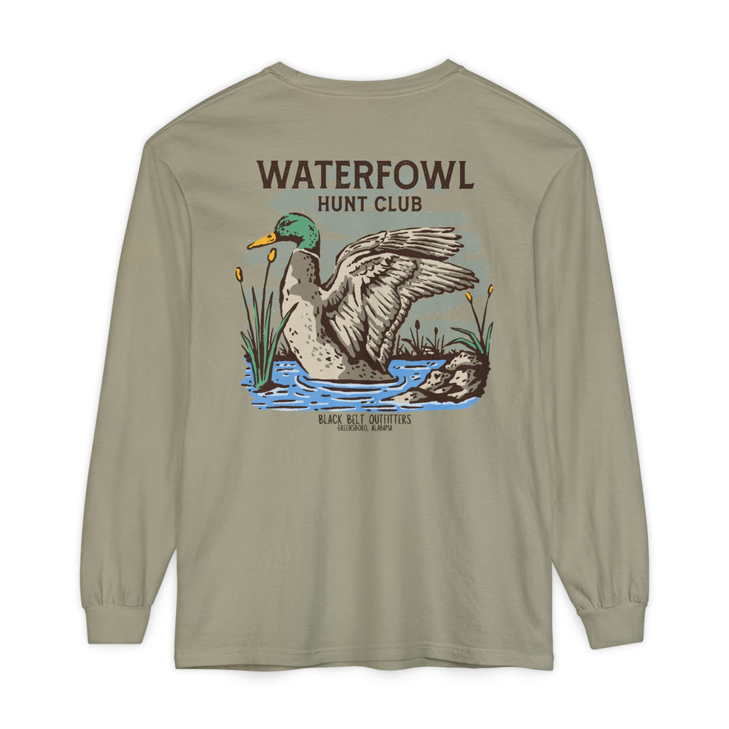 Waterfowl Hunt Club Unisex Garment-Dyed Long Sleeve T-Shirt, Casual Wear, Gift for Him/Her, Streetwear, Everyday Comfort, Comfortable Layering