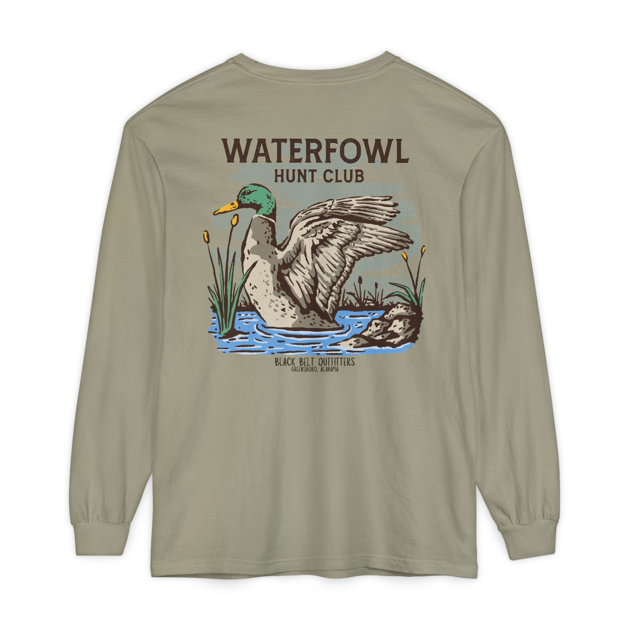 Waterfowl Hunt Club Unisex Garment-Dyed Long Sleeve T-Shirt, Casual Wear, Gift for Him/Her, Streetwear, Everyday Comfort, Comfortable Layering